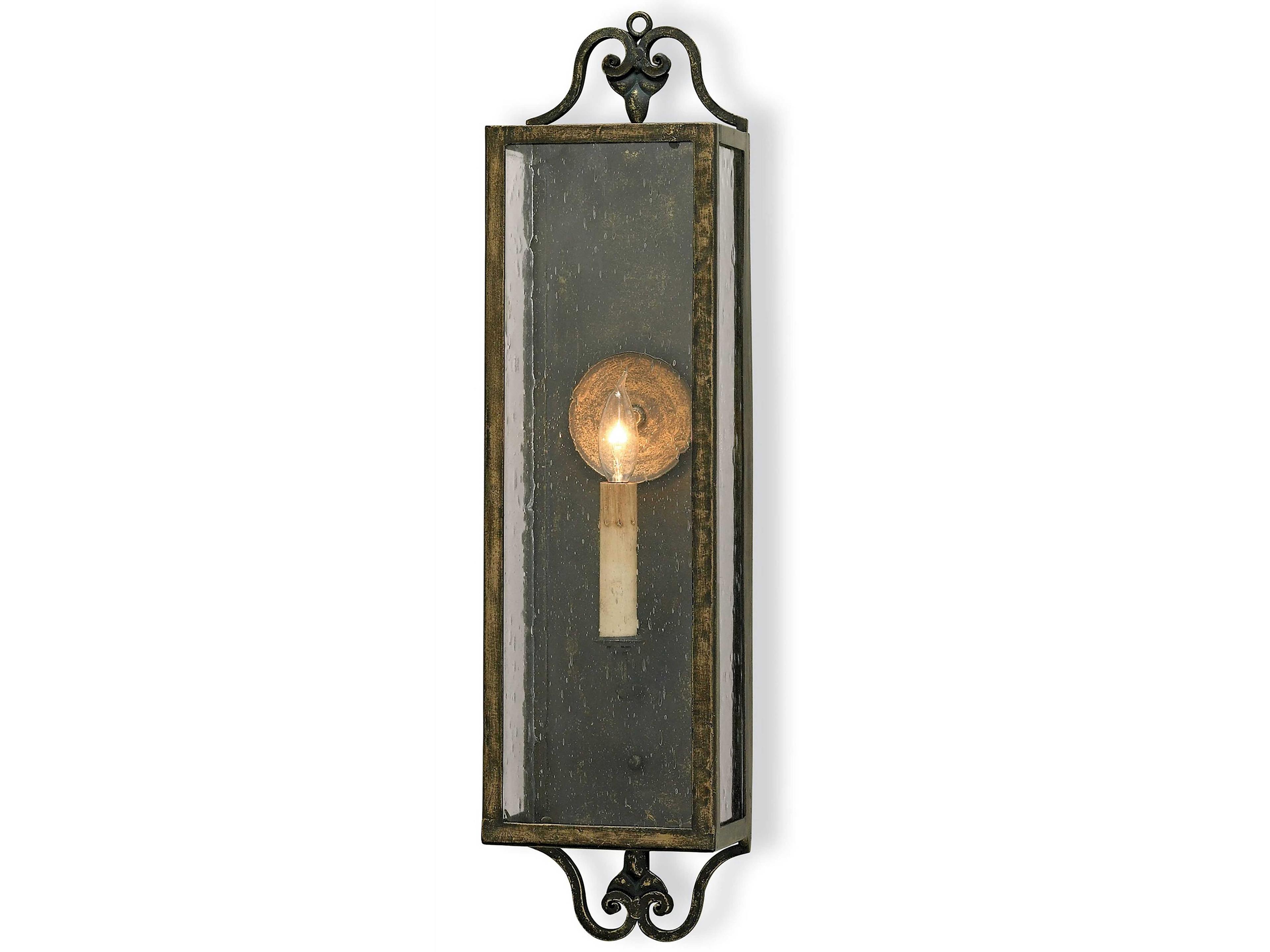 Wolverton 1-Light Bronze Verdigris Glass Wall Sconce