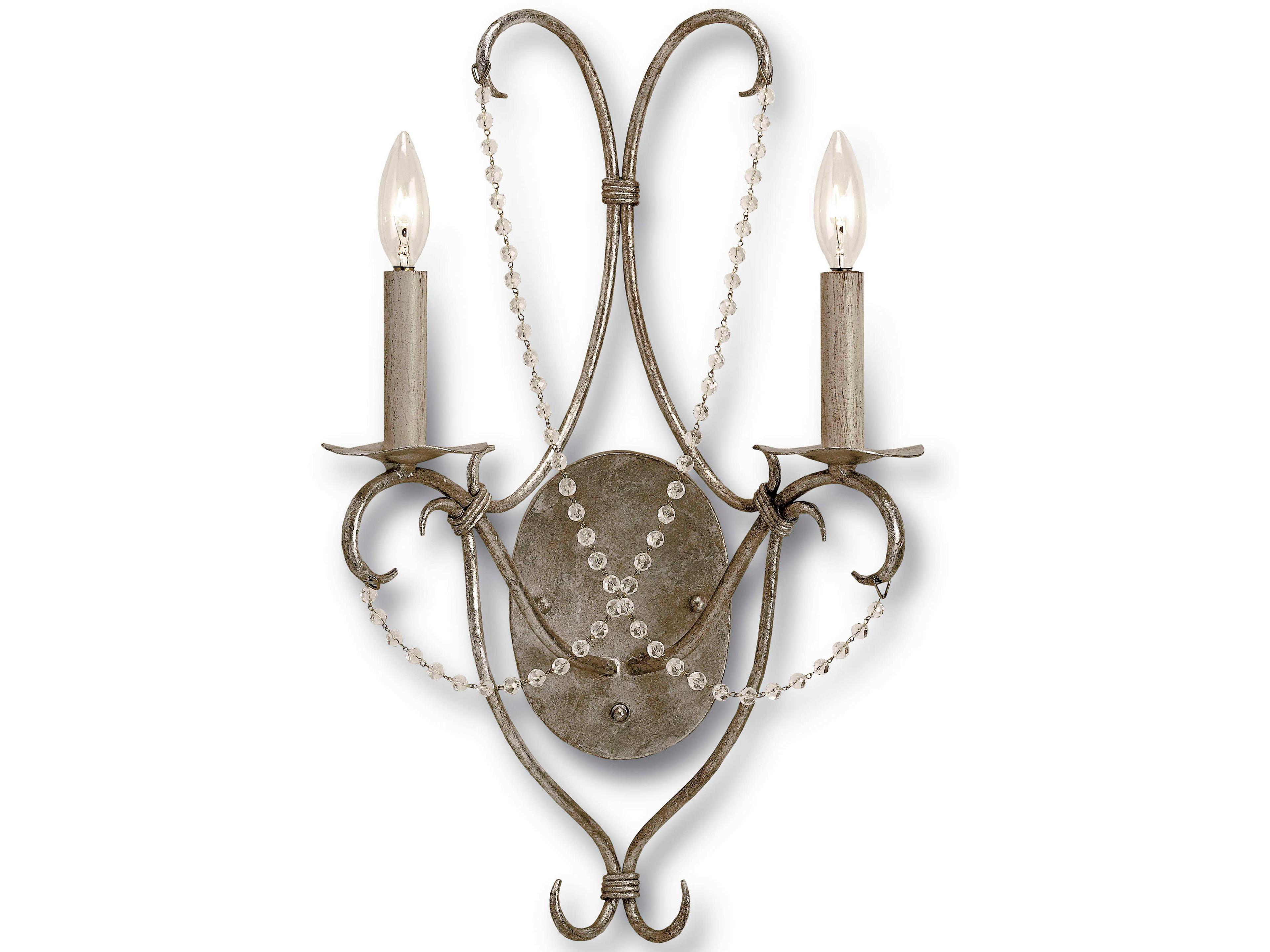Vistas 2-Light Silver Leaf Crystal Wall Sconce