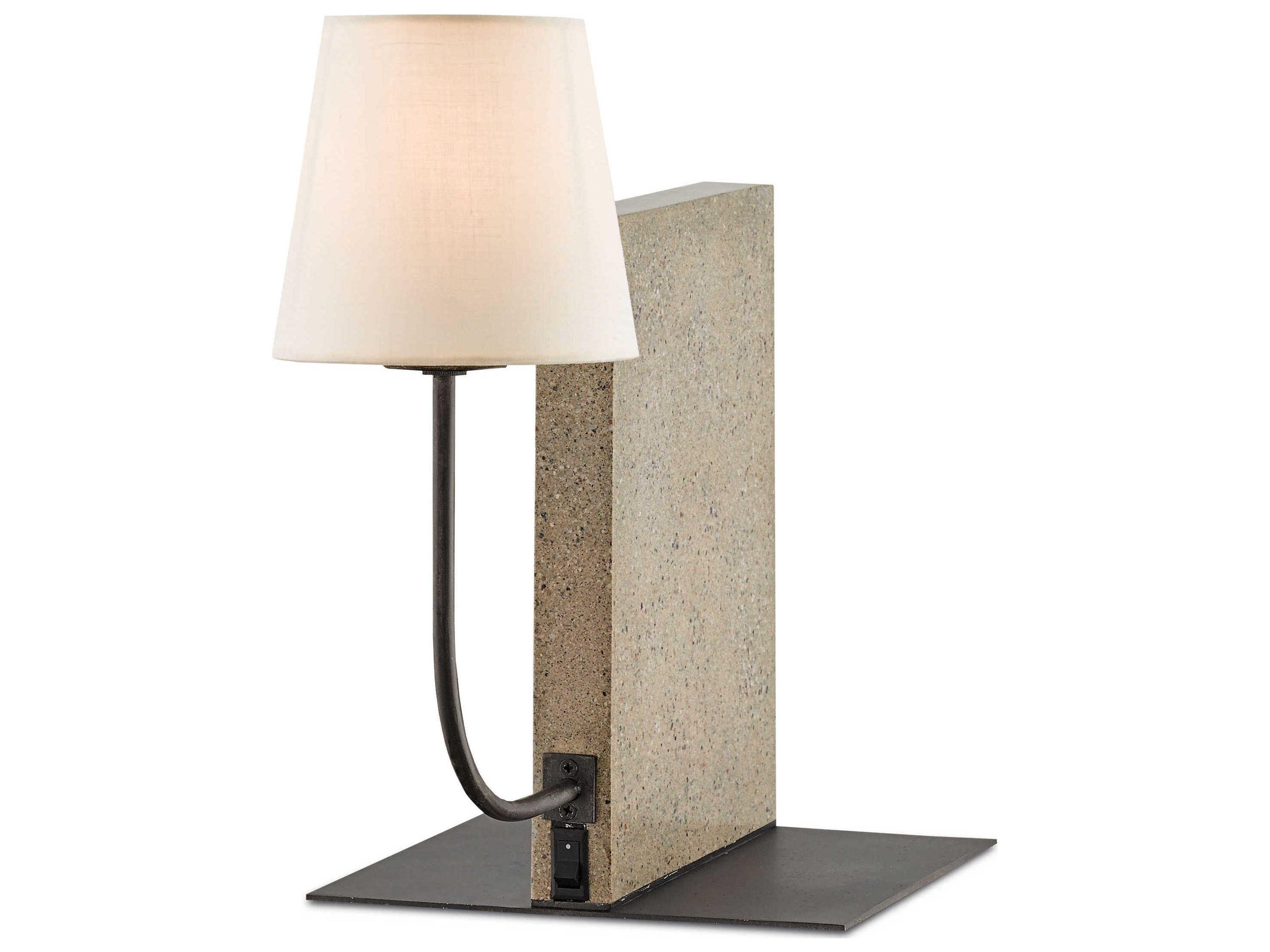 Luxecor Vistas Bookcase Polished Concrete aged Steel Table Lamp