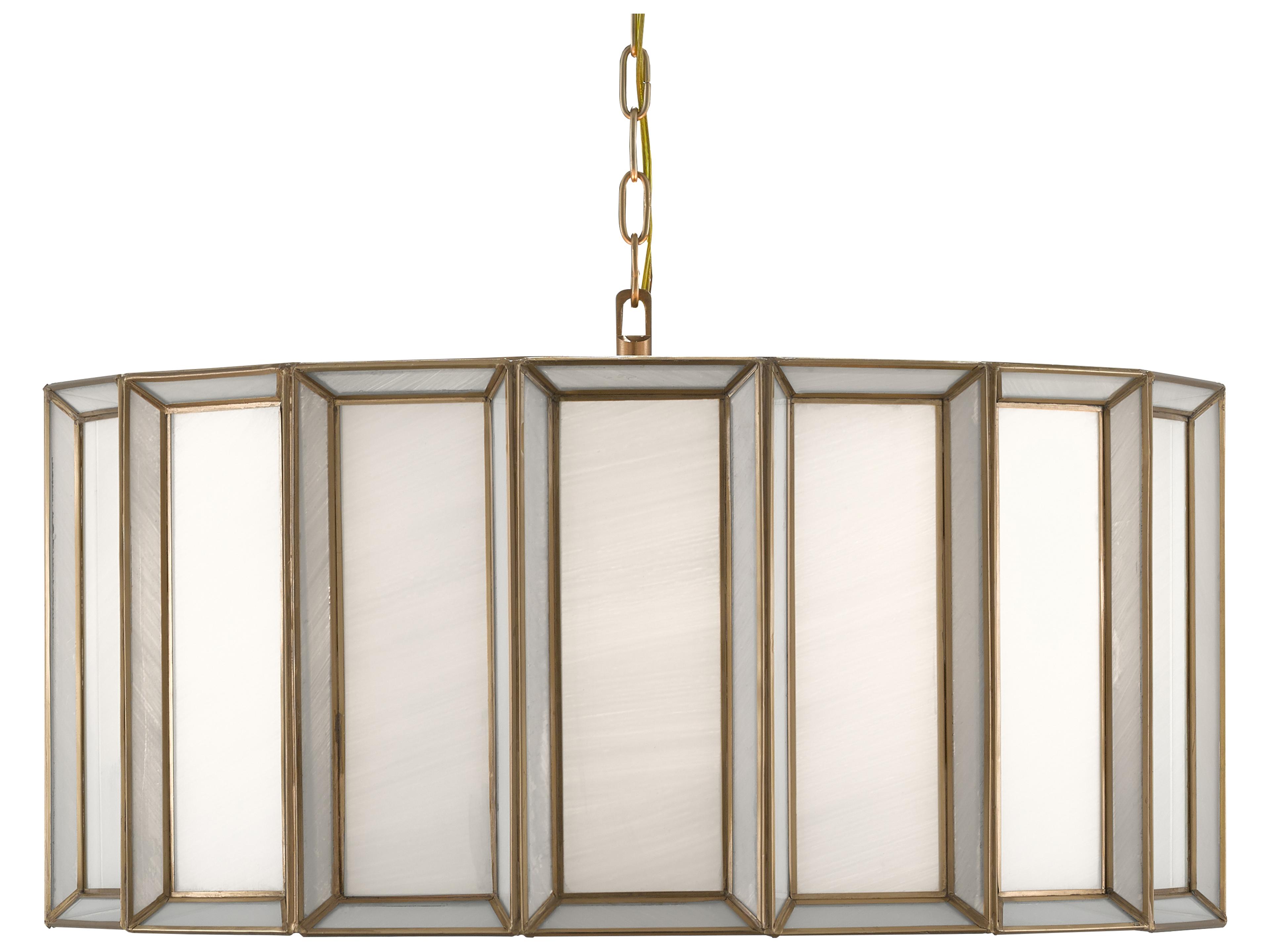 Vistas 3-Light Antique Brass White Glass Drum Pendant