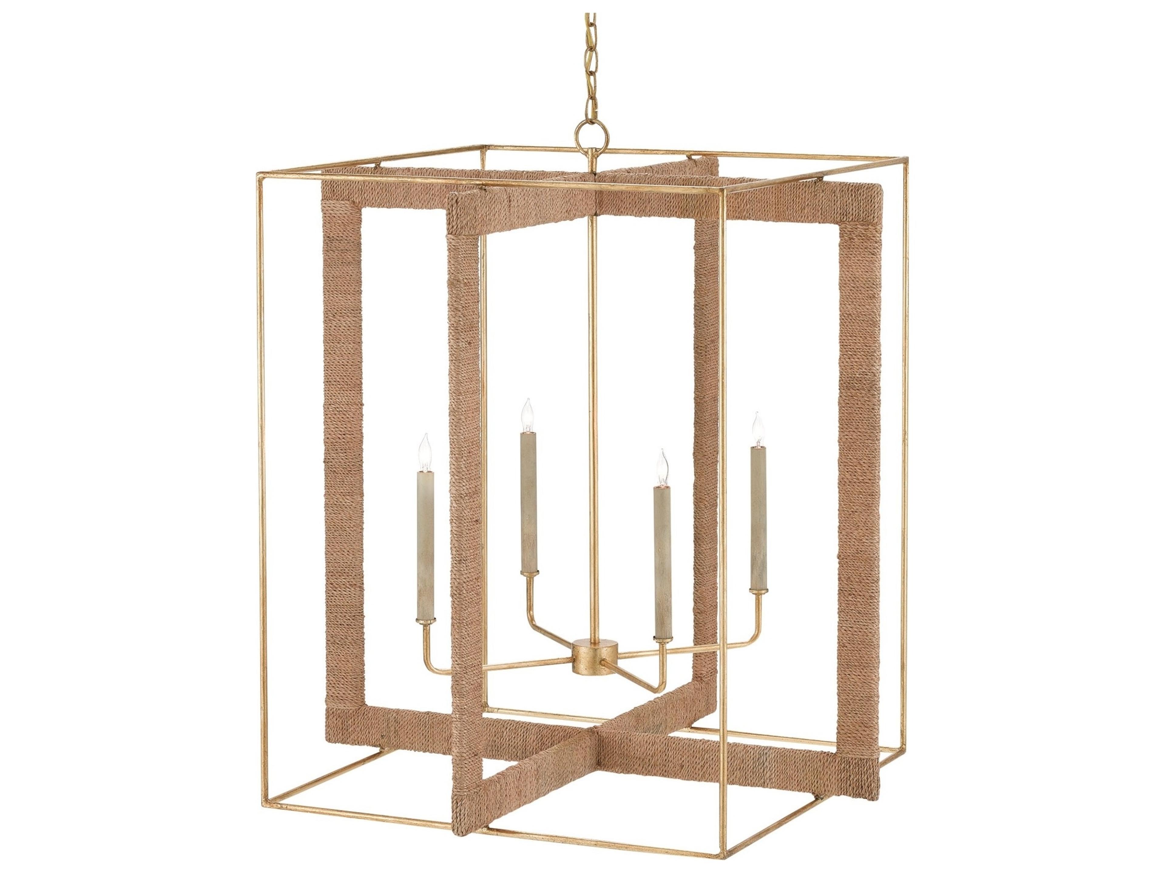 Vistas 4-Light Contemporary Gold Leaf Natural Candelabra Geometric Chandelier