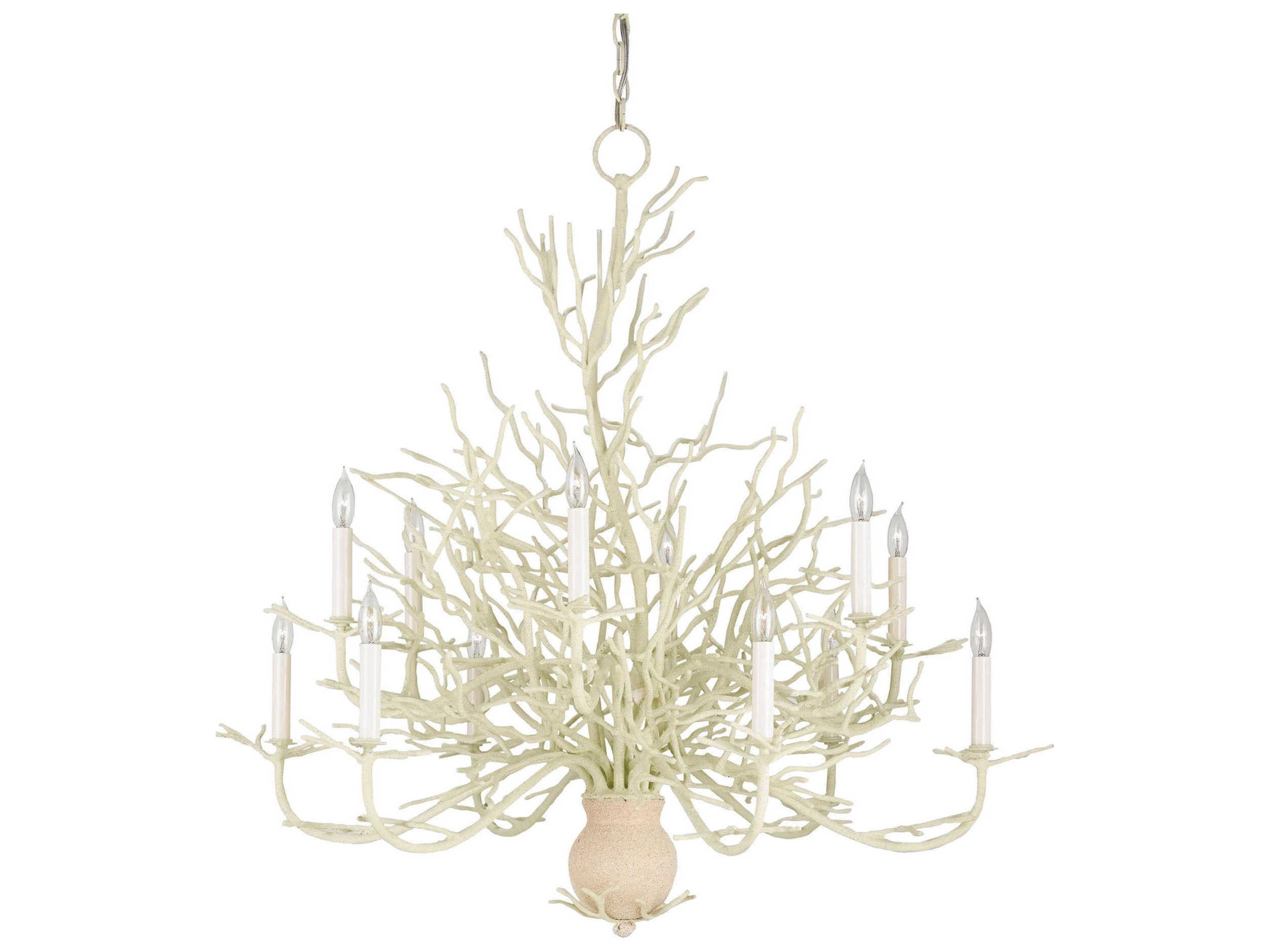 Vistas 12-Light White Coral natural Sand Candelabra Chandelier