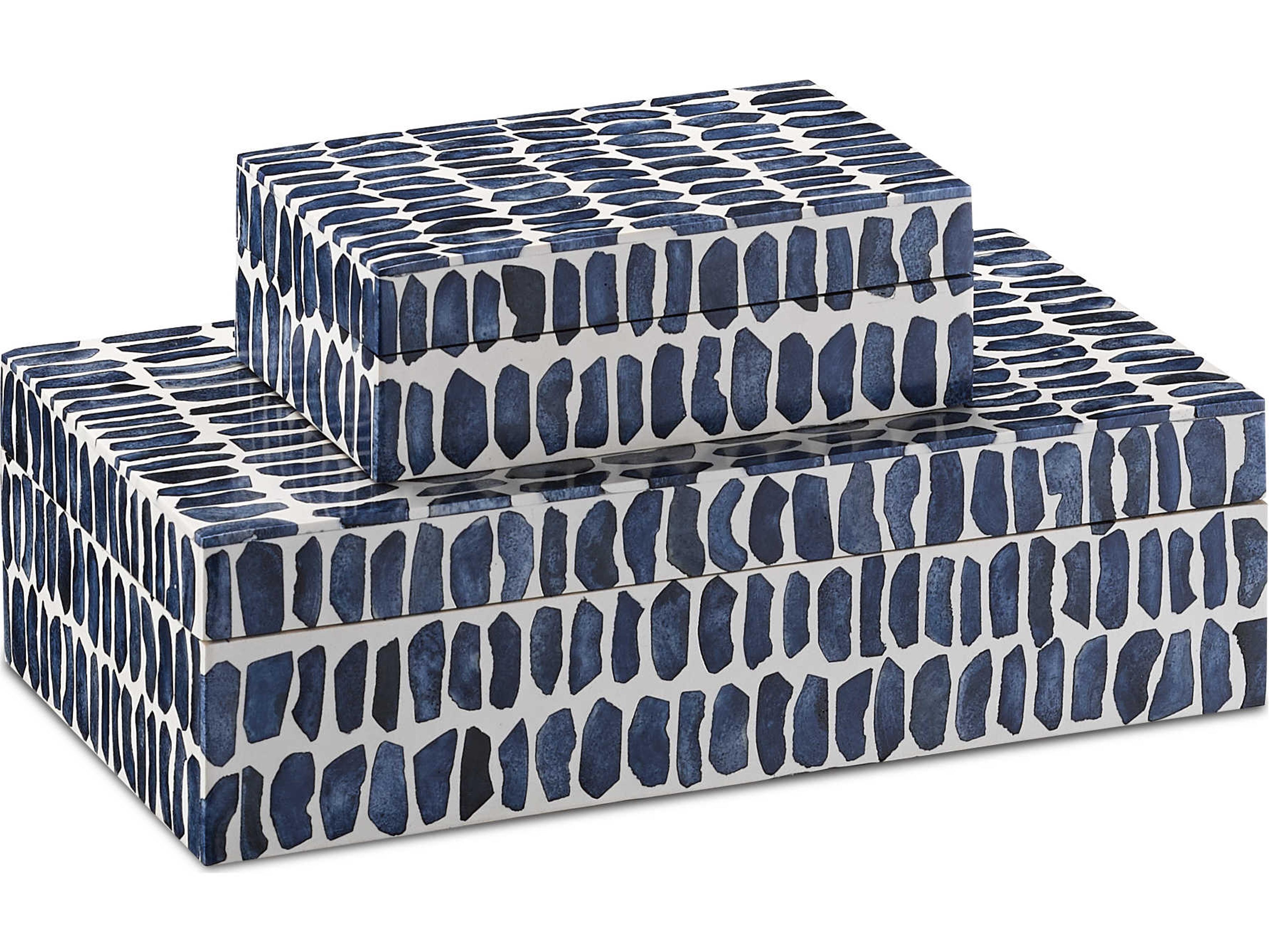 Indigo Navy / White Natural Storage Case Set of 2