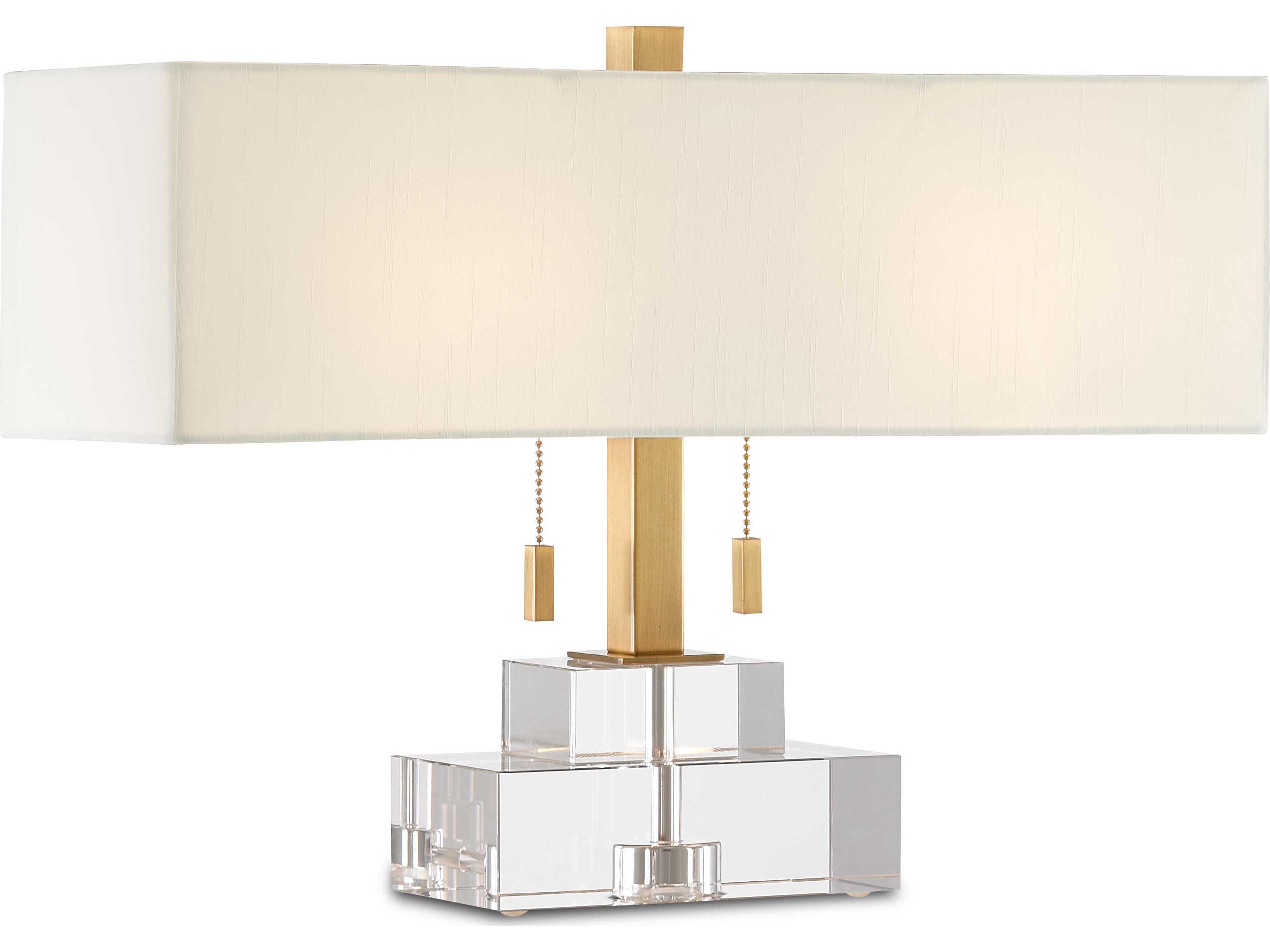 Chiara Crystal Clear Antique Brass Table Lamp