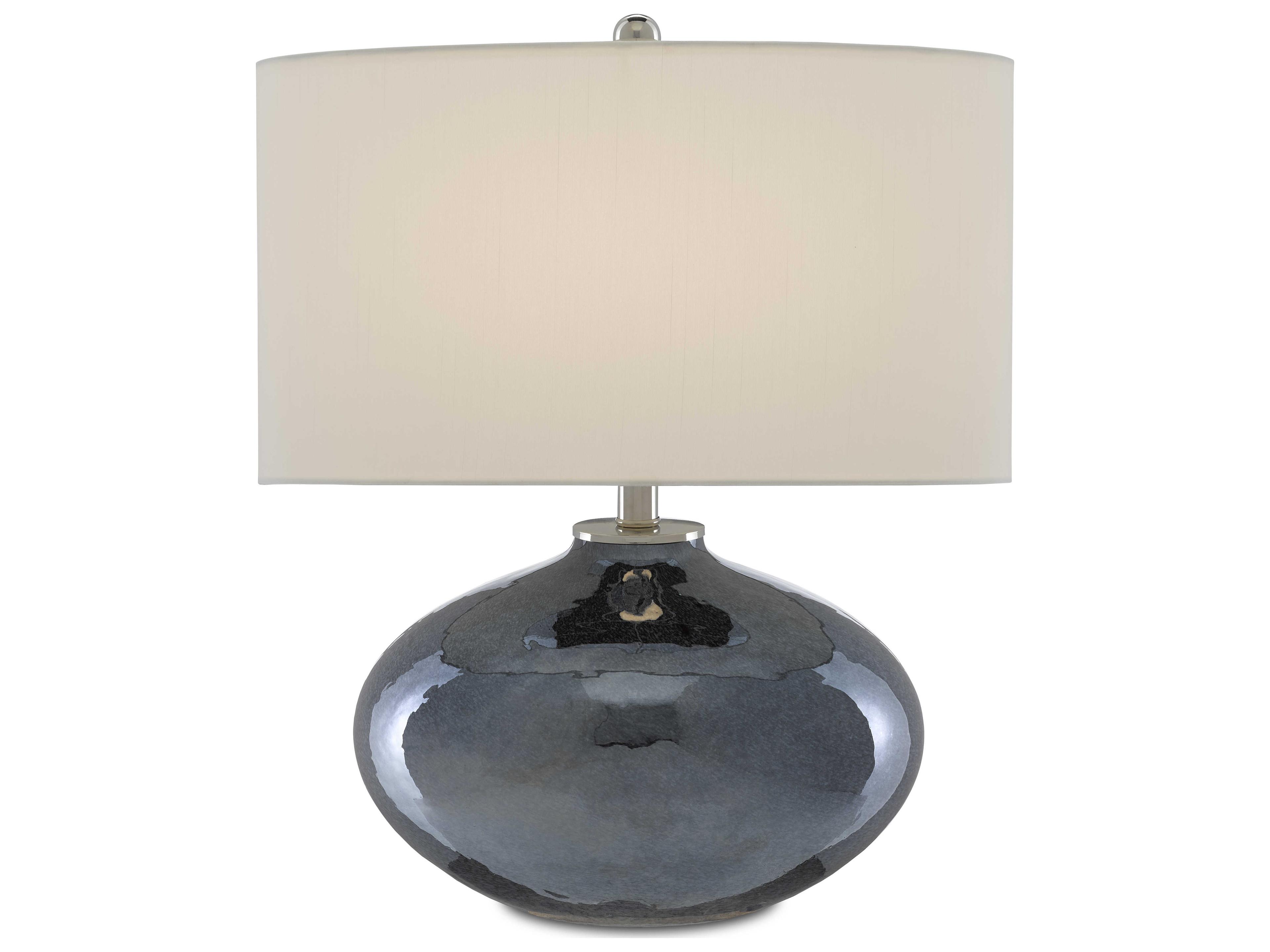 Lucent Glass Blue Plated Polished Nickel Table Lamp