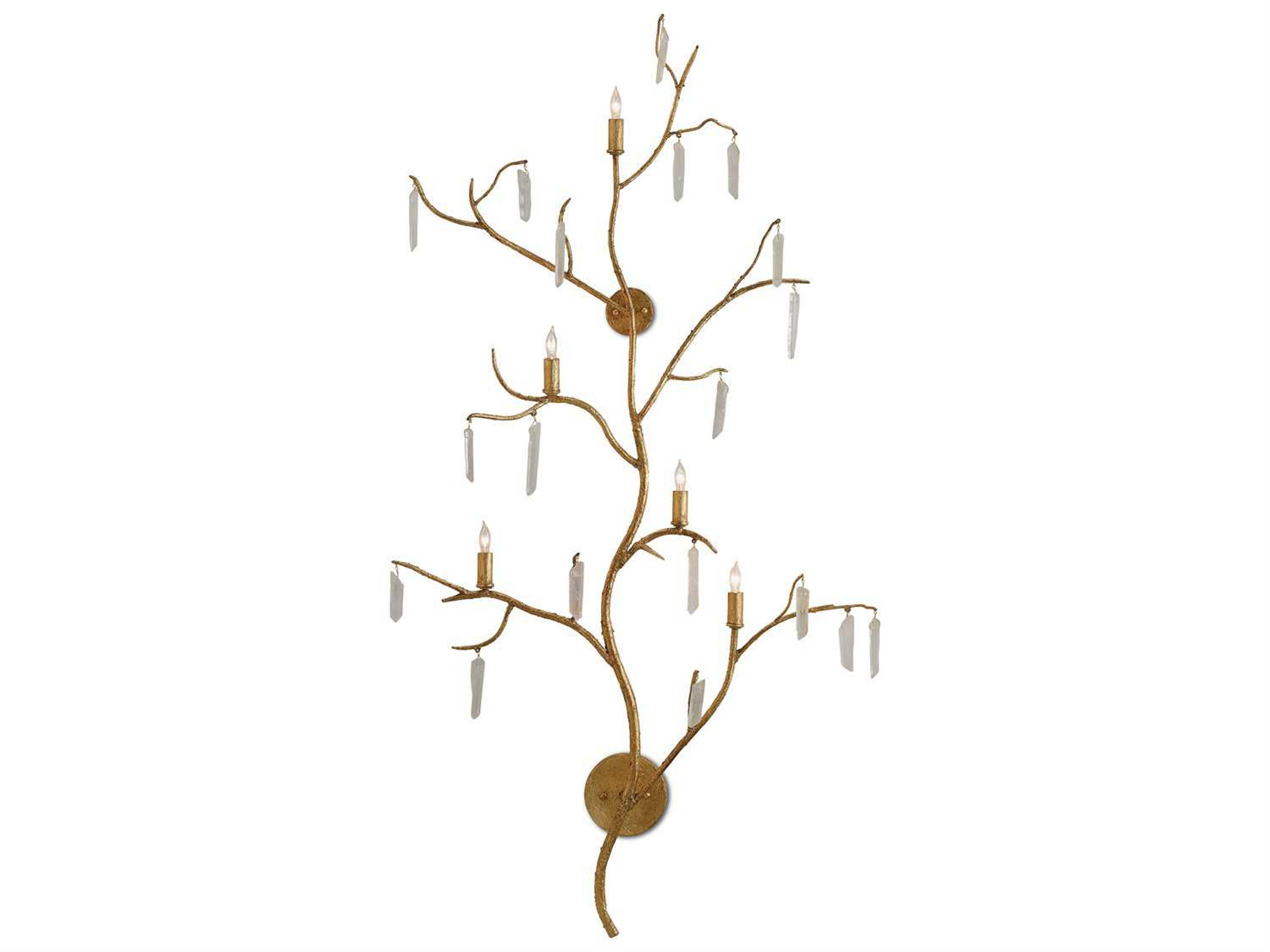 Vistas 5-Light Washed Lucerne Gold natural Crystal Wall Sconce