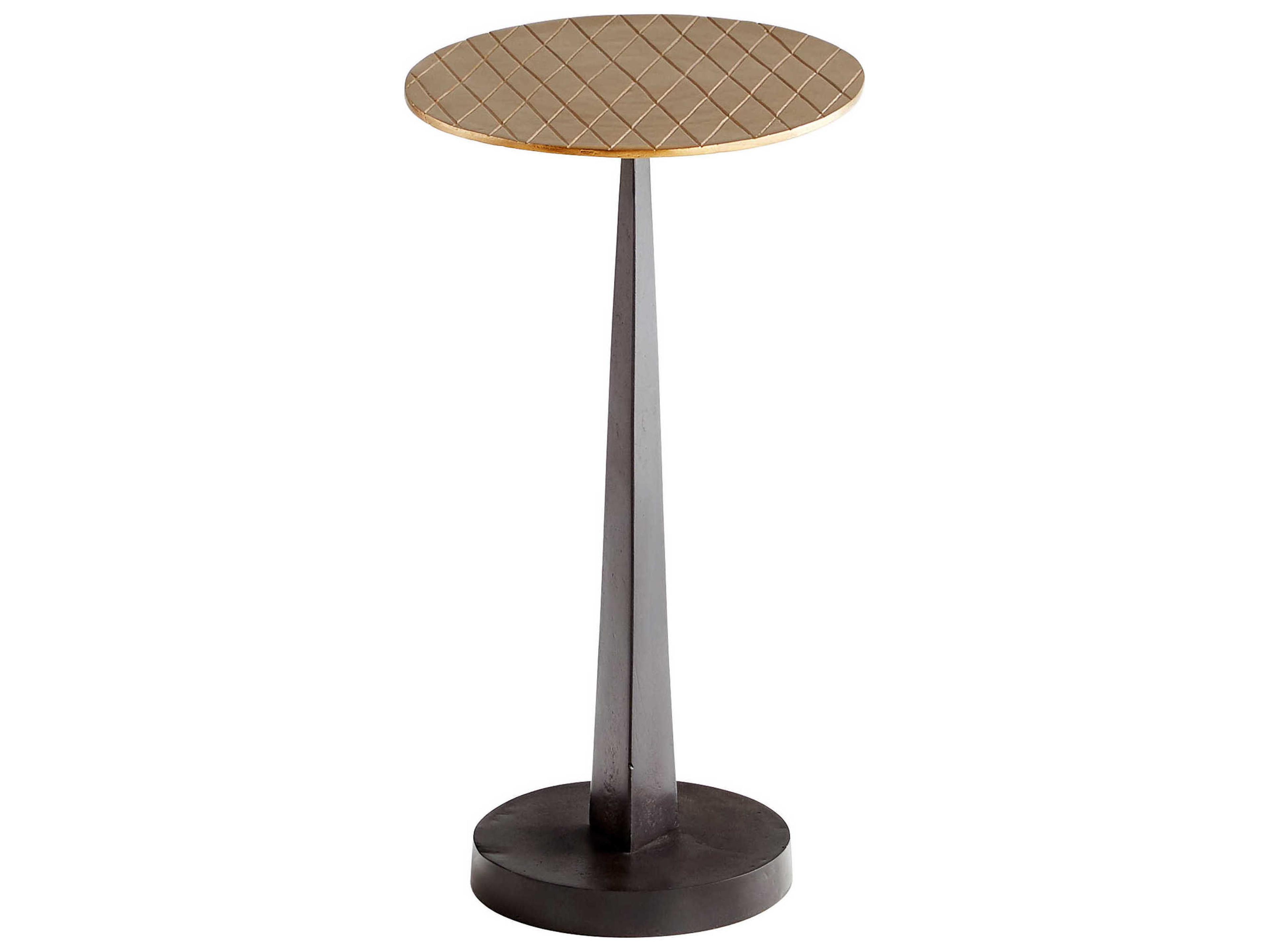 Round Silver Black End Table