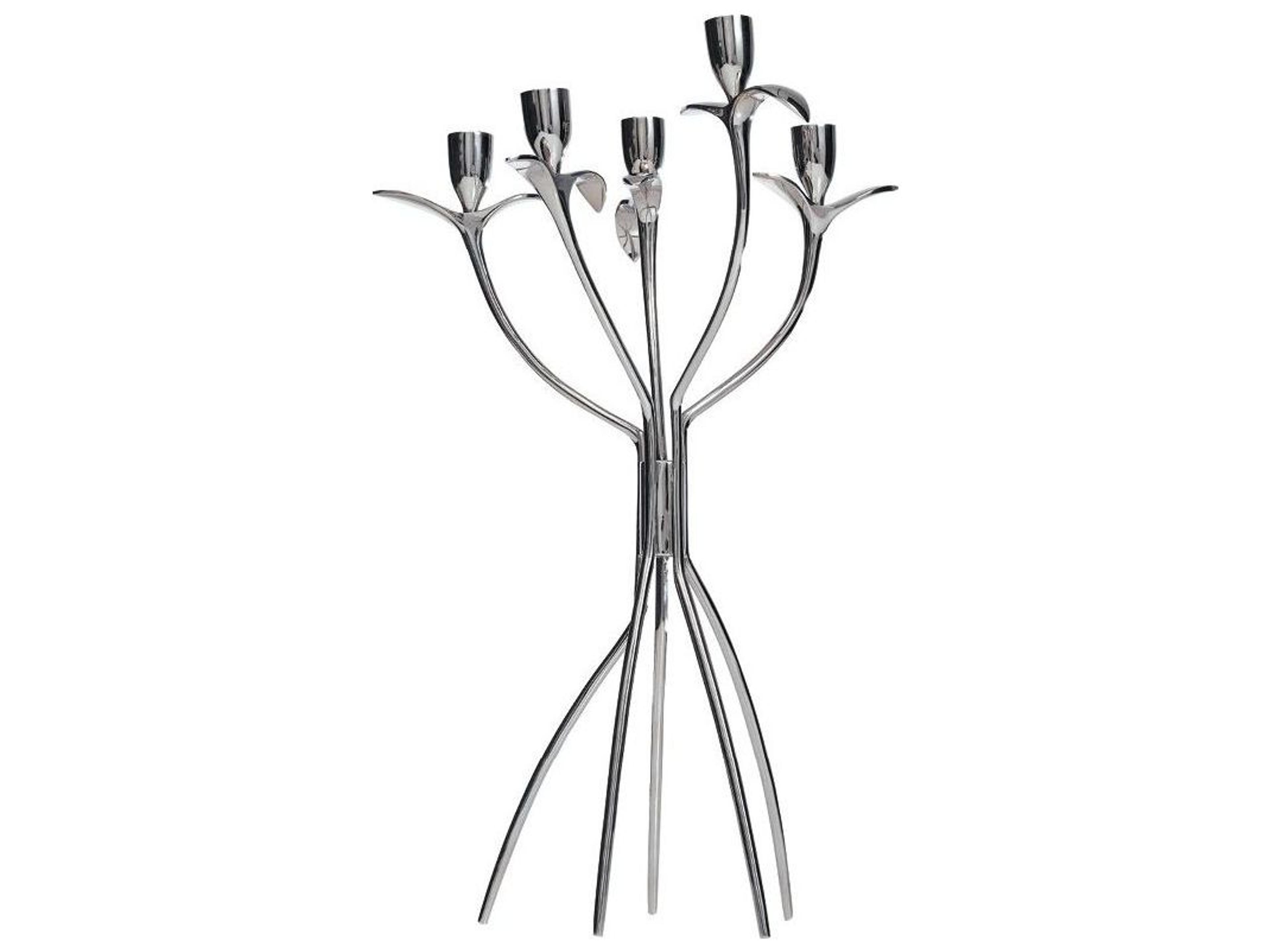 Antonietta Polished Nickel Brass Five-Branched Candleholder