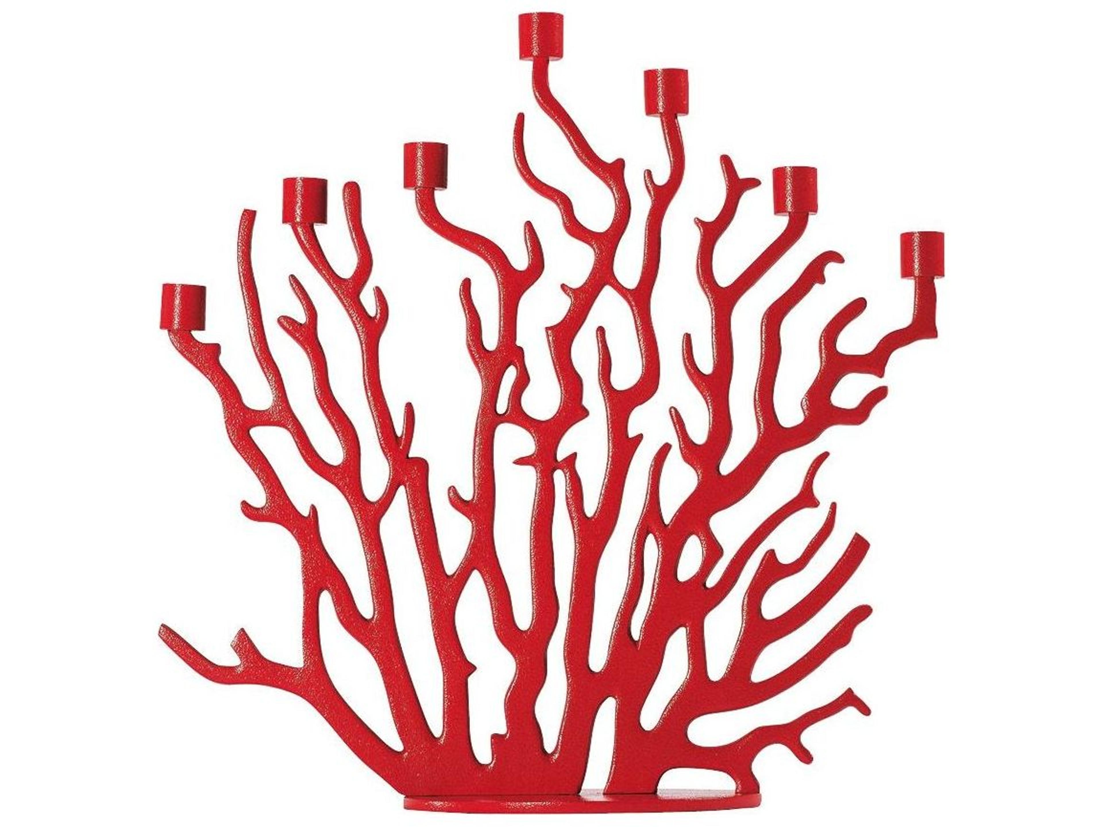 Tenochtitlan Red Painted Aluminum Candleholder