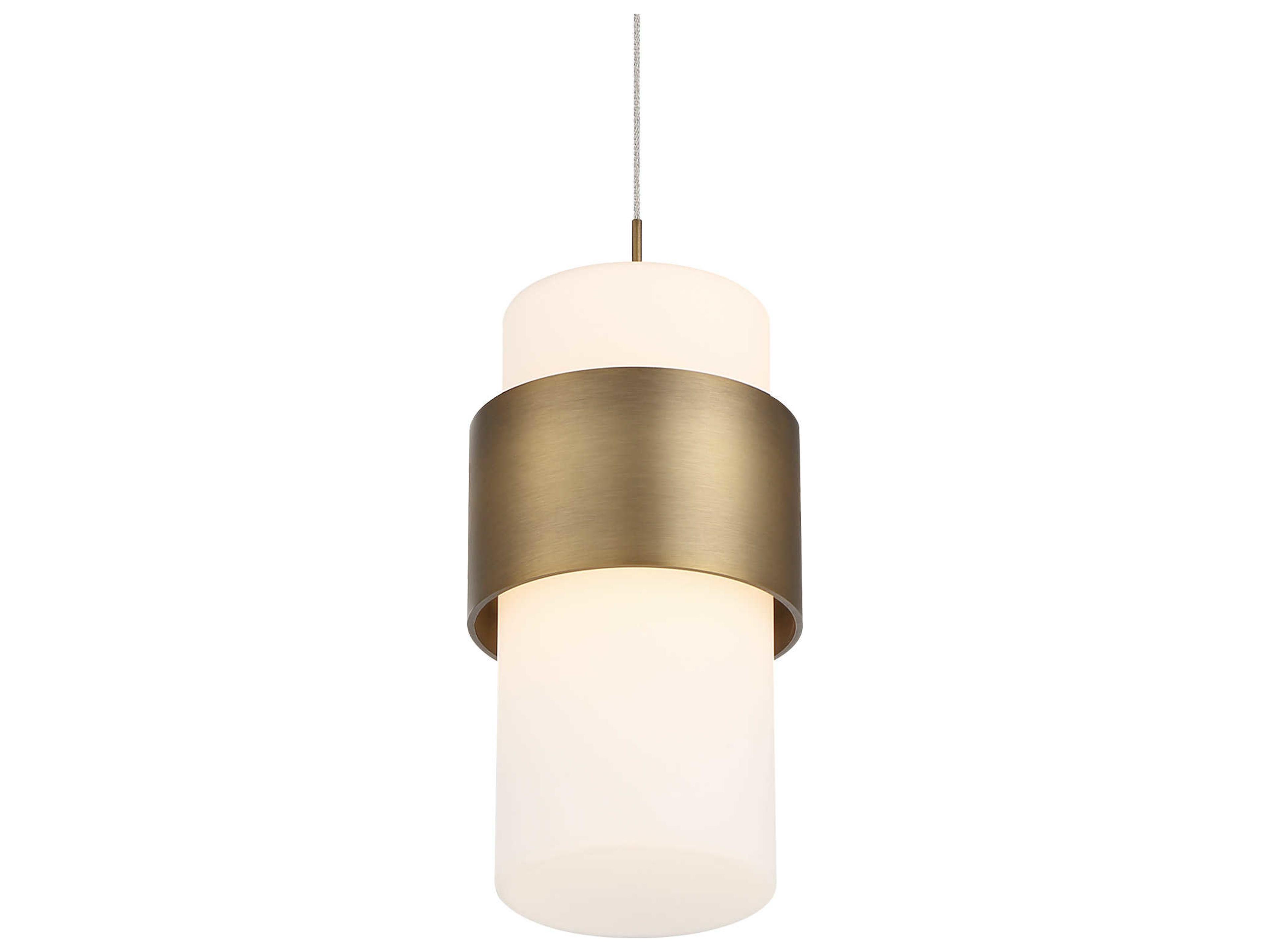 Banded LED Mini Pendant in Aged Brass