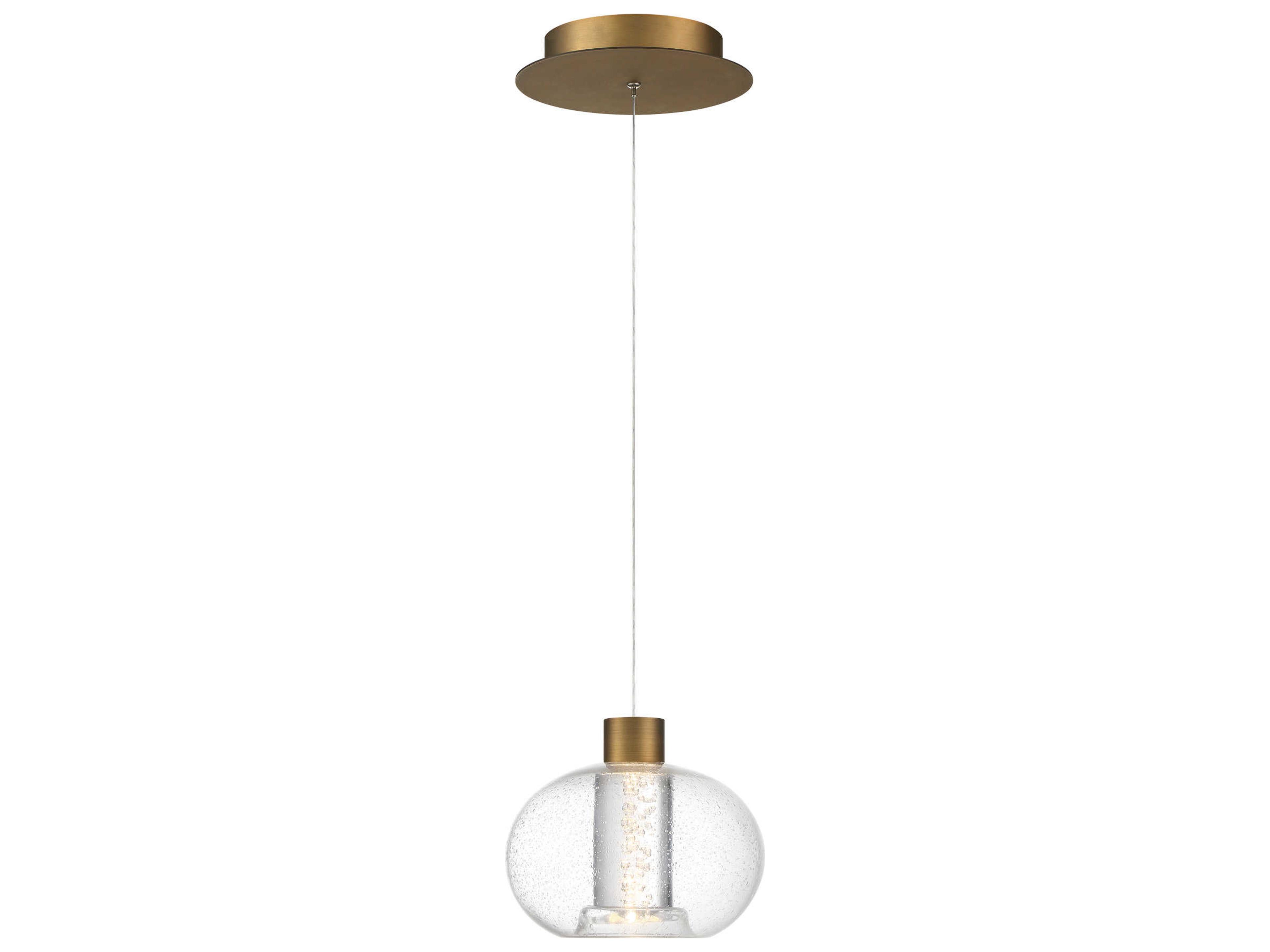 Crater 1-Light Aged Brass Glass LED Globe Mini Pendant