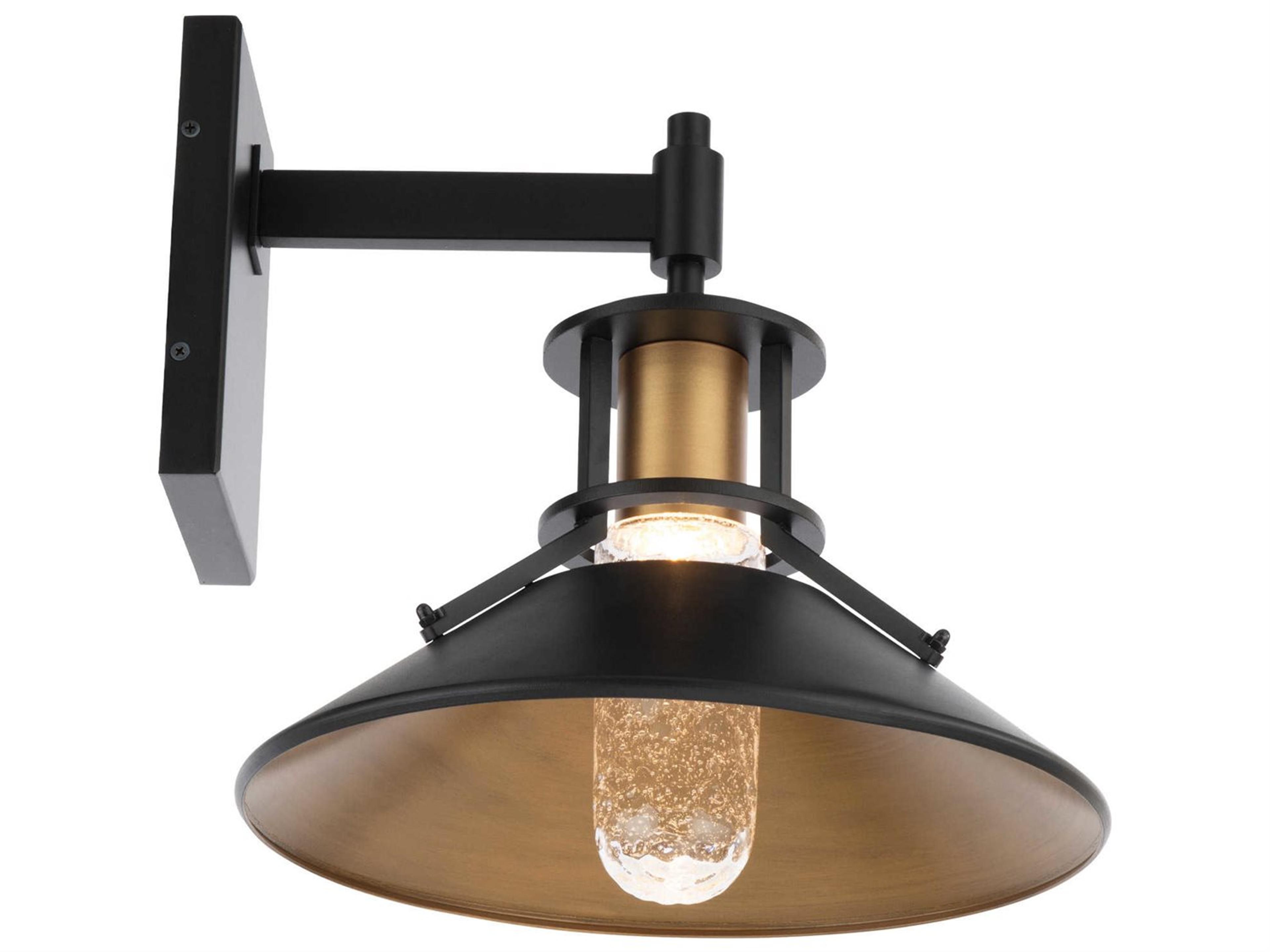 Sleepless LED Outdoor Wall Light Black and Aged Brass