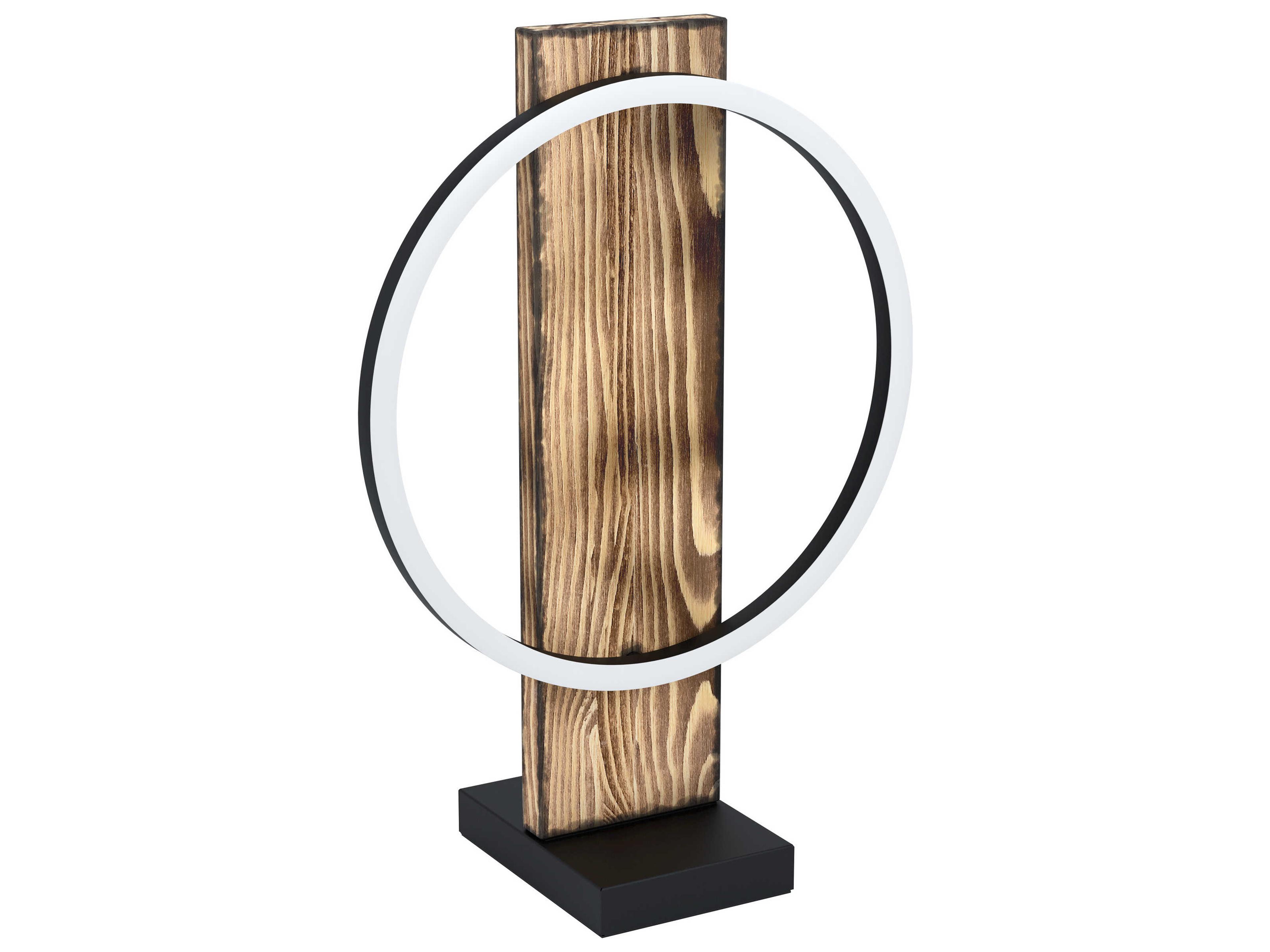 Boyal Brushed Pine Wood Black Plastic Brown Table Lamp