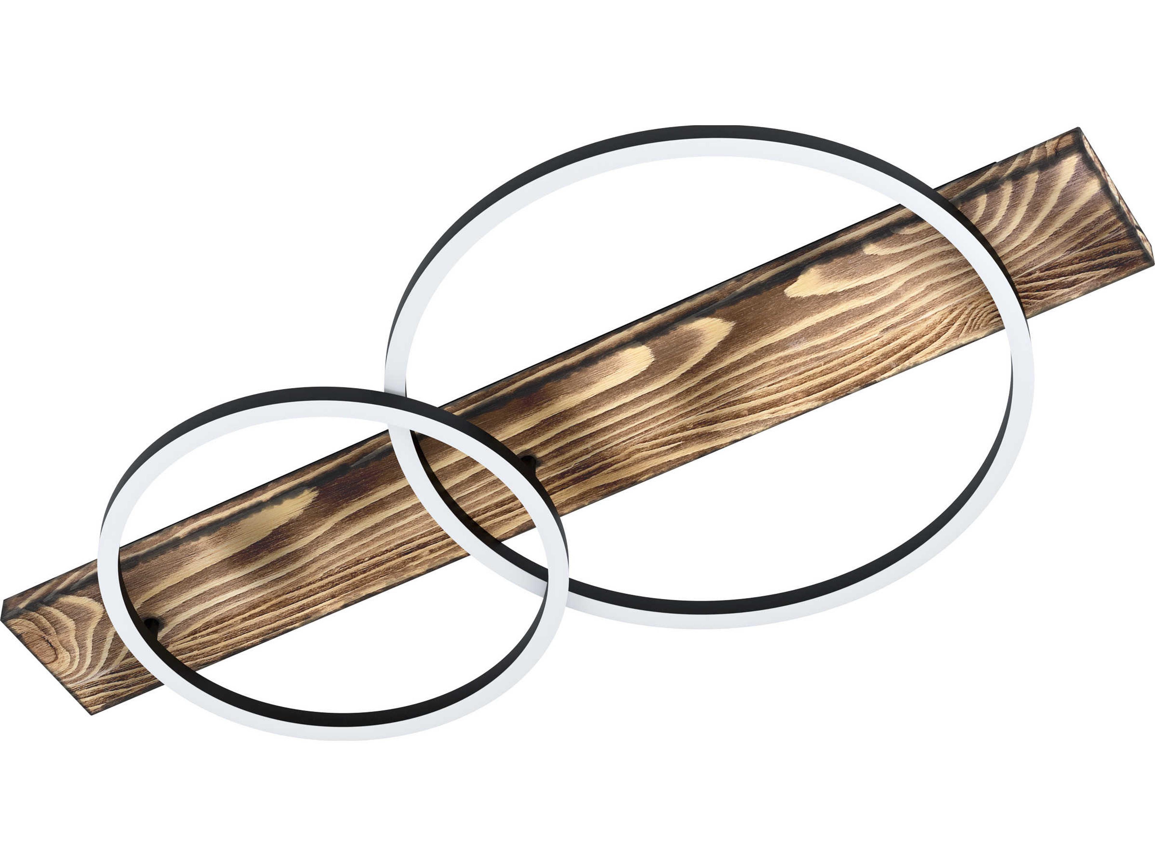 Boyal 1-Light Brushed Pine Wood Round Flush Mount