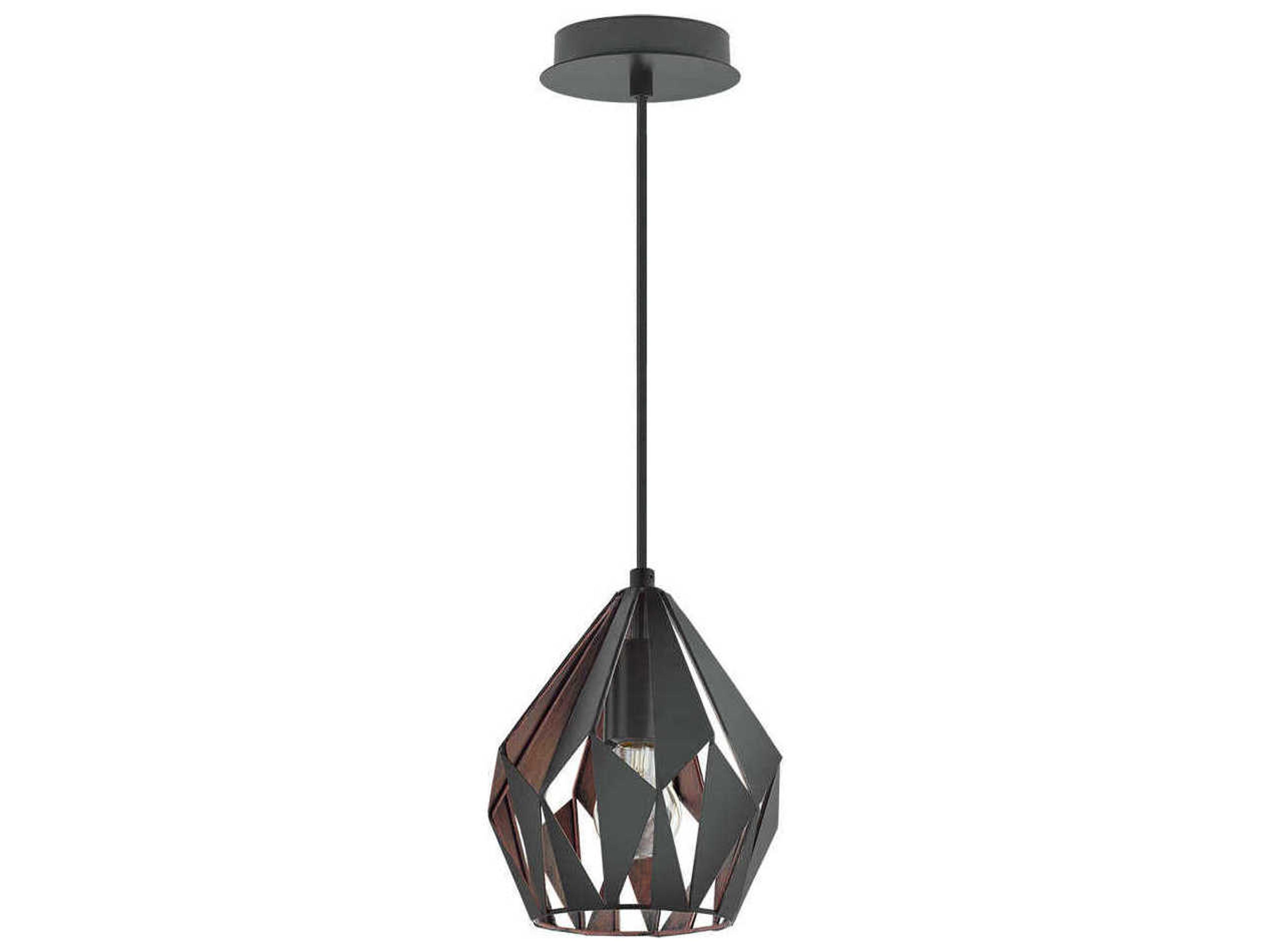 Carlton 1-Light Matte Black Copper Geometric Mini Pendant