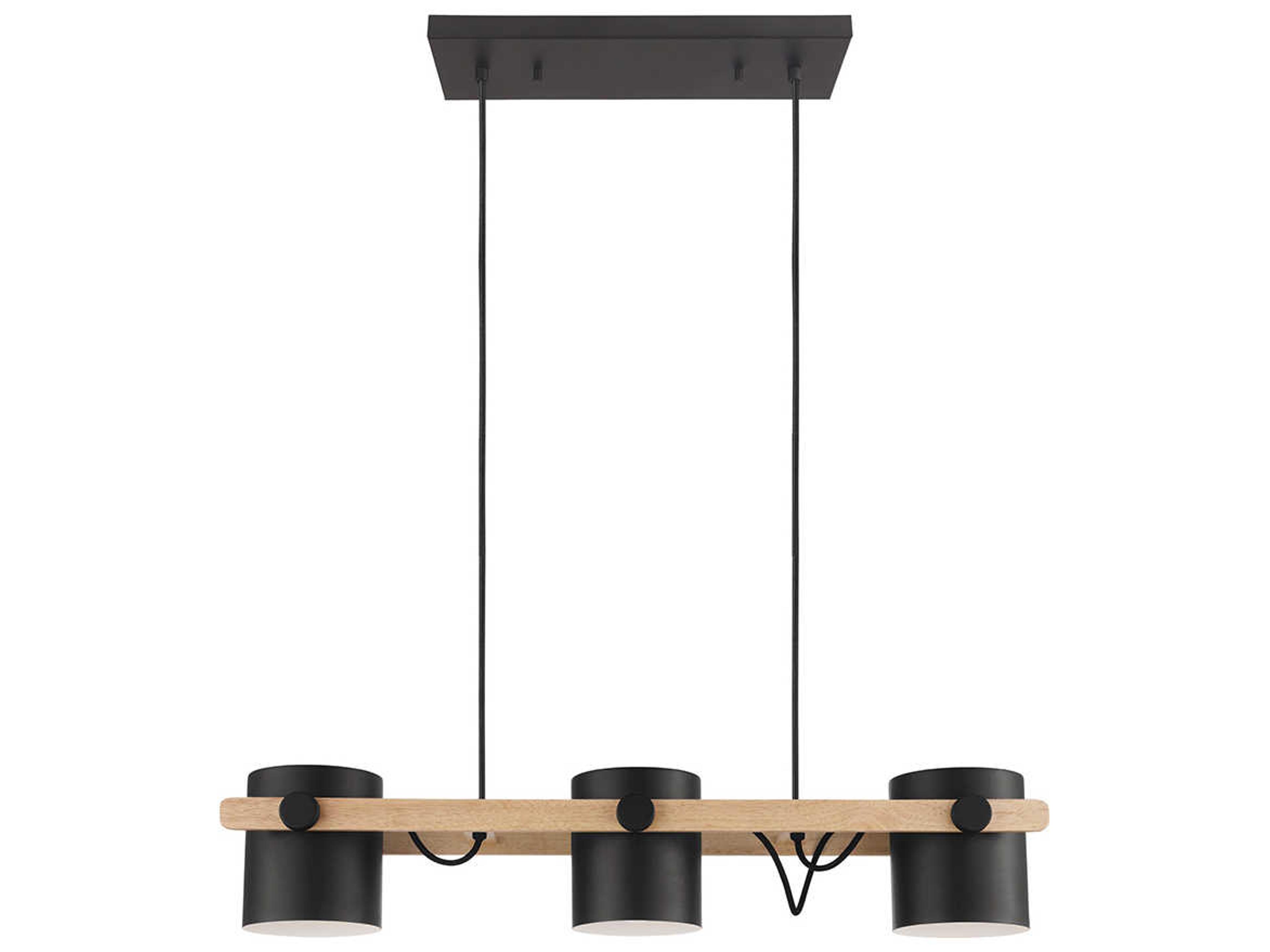 Hornwood 3-Light Black Brown Drum Island Pendant