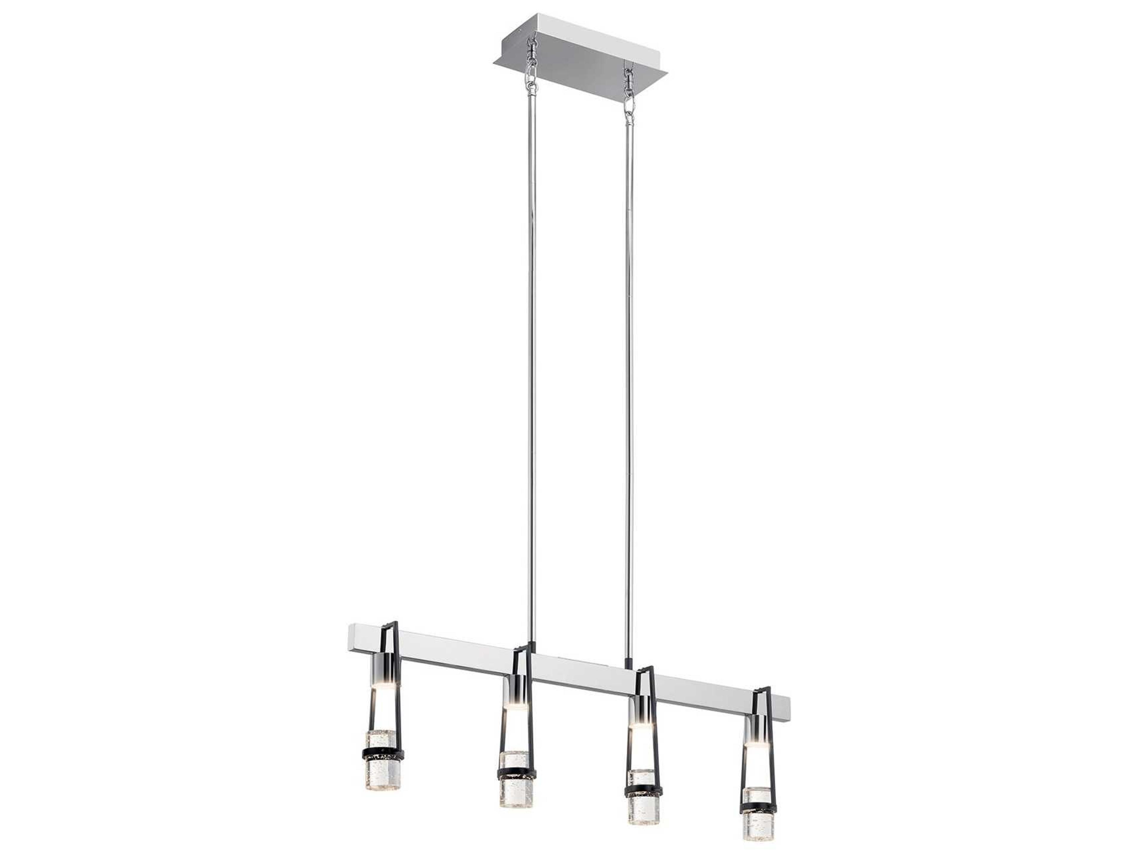 Elan Ayse 4-Light Matte Black Crystal LED Linear Island Pendant