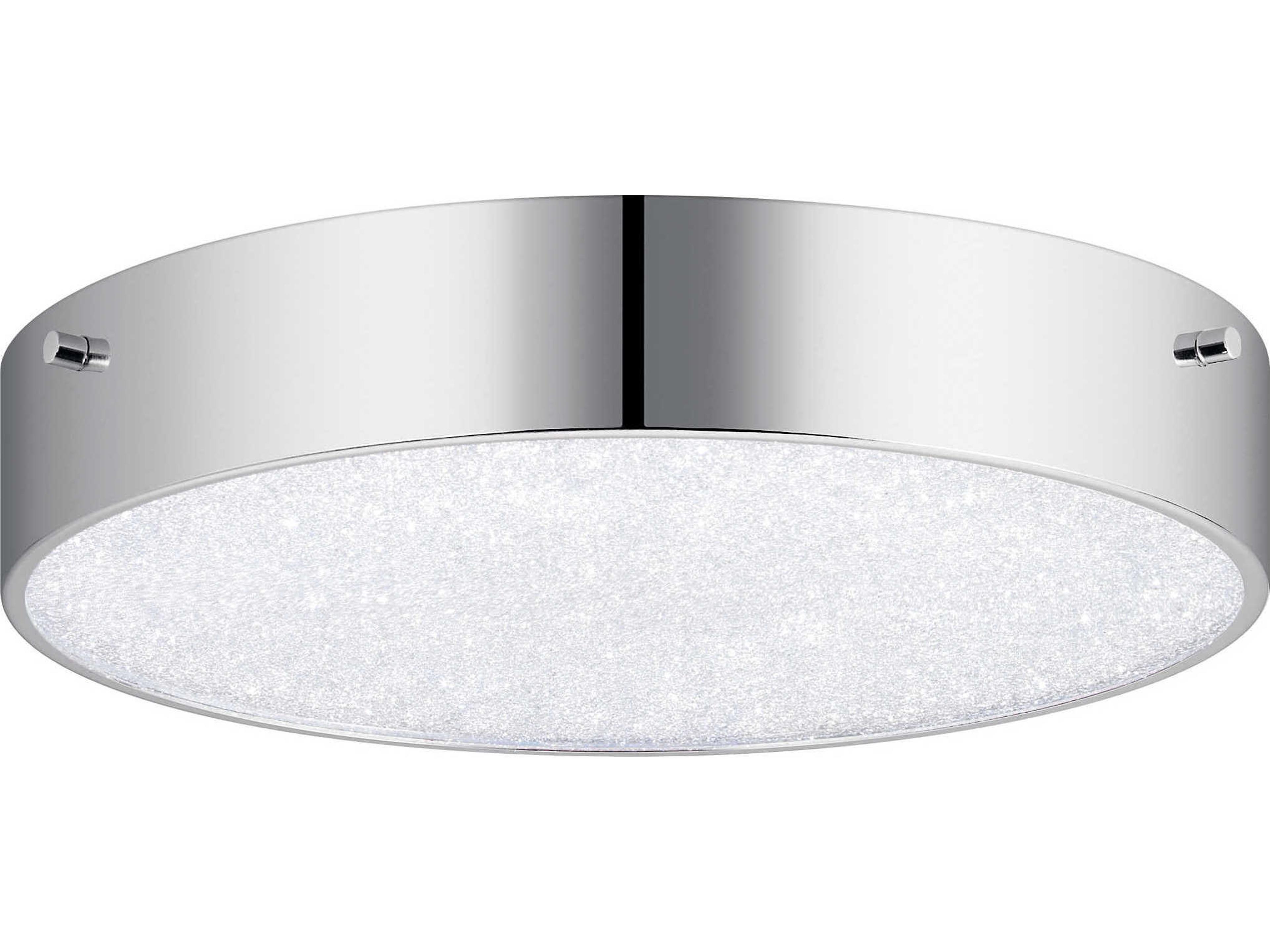 Crystal Moon 1-Light Chrome Glass Round Flush Mount