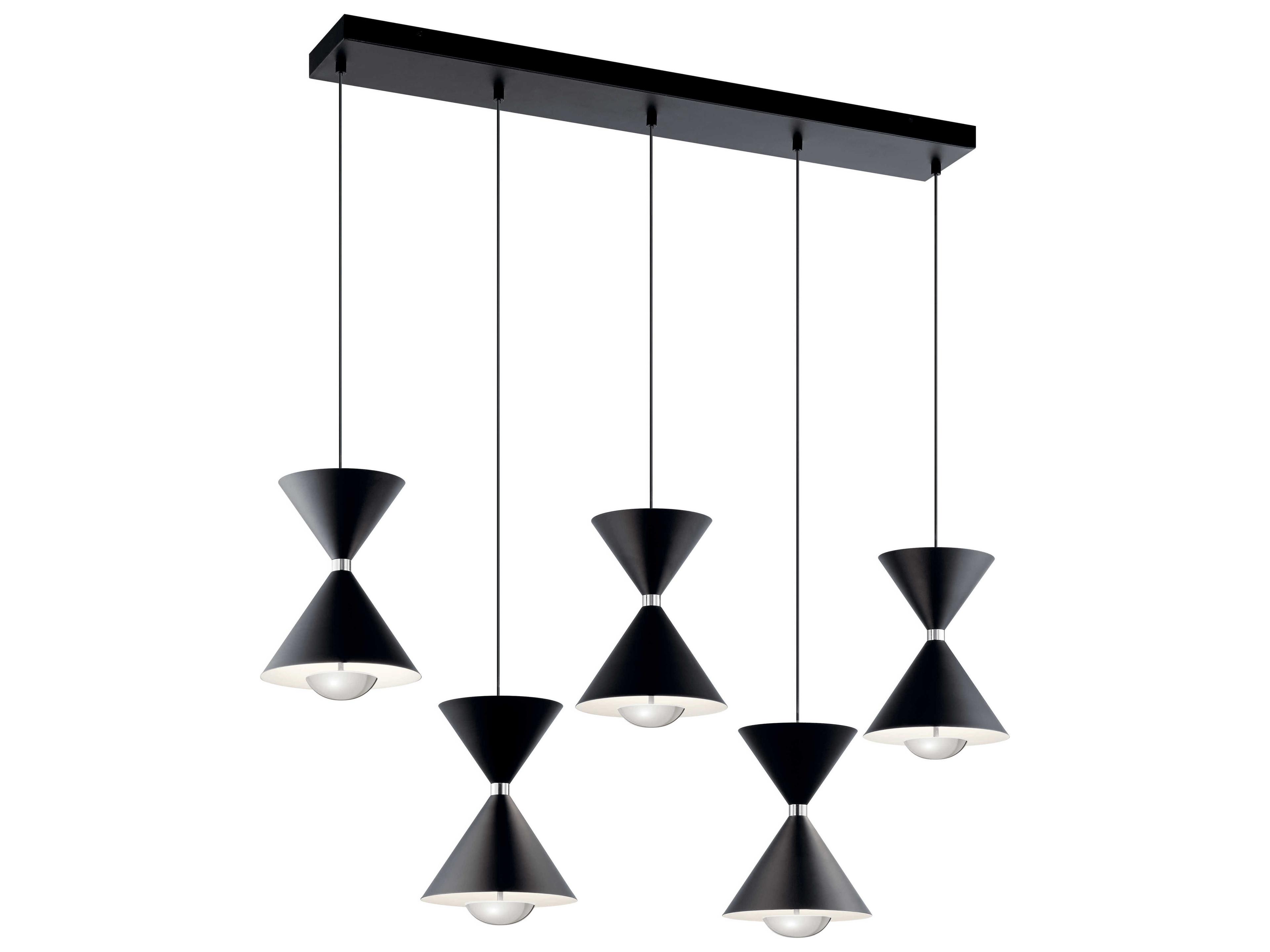 Kordan 5-Light Matte Black LED Linear Island Pendant