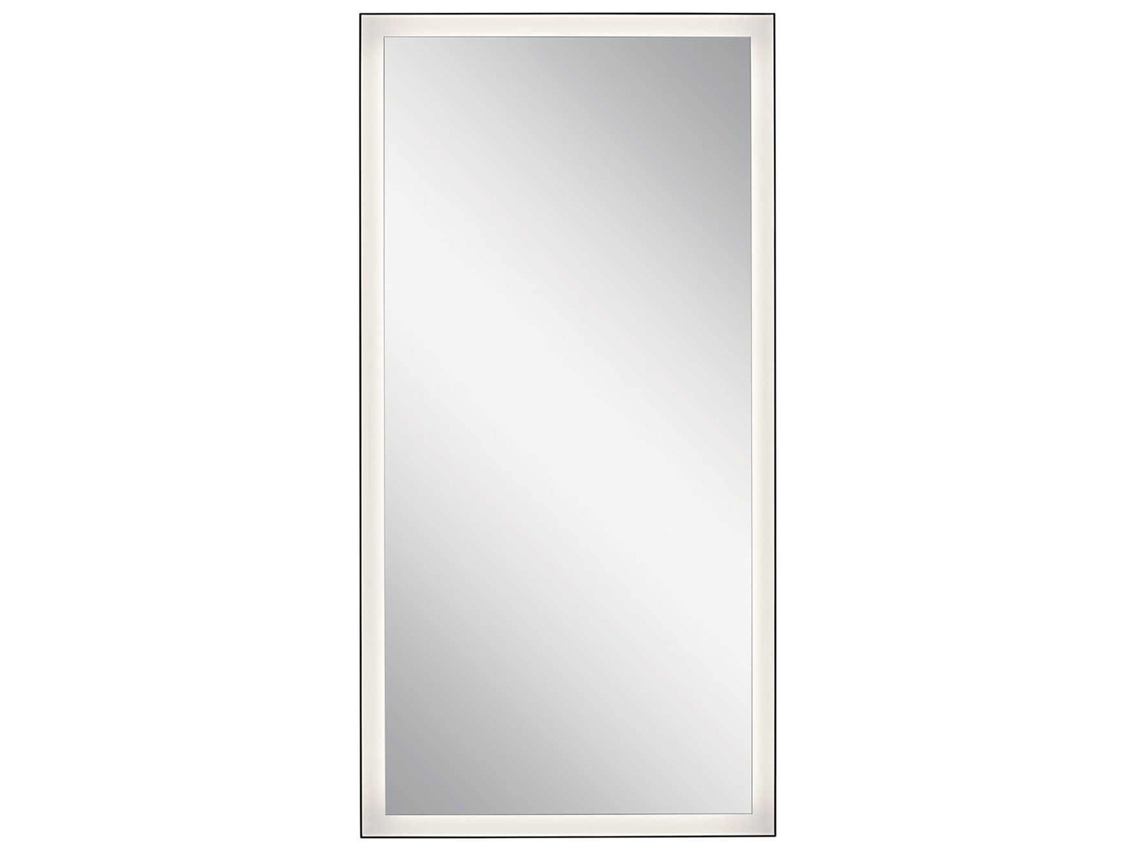 Ryame Matte Black Rectangular LED Wall Mirror