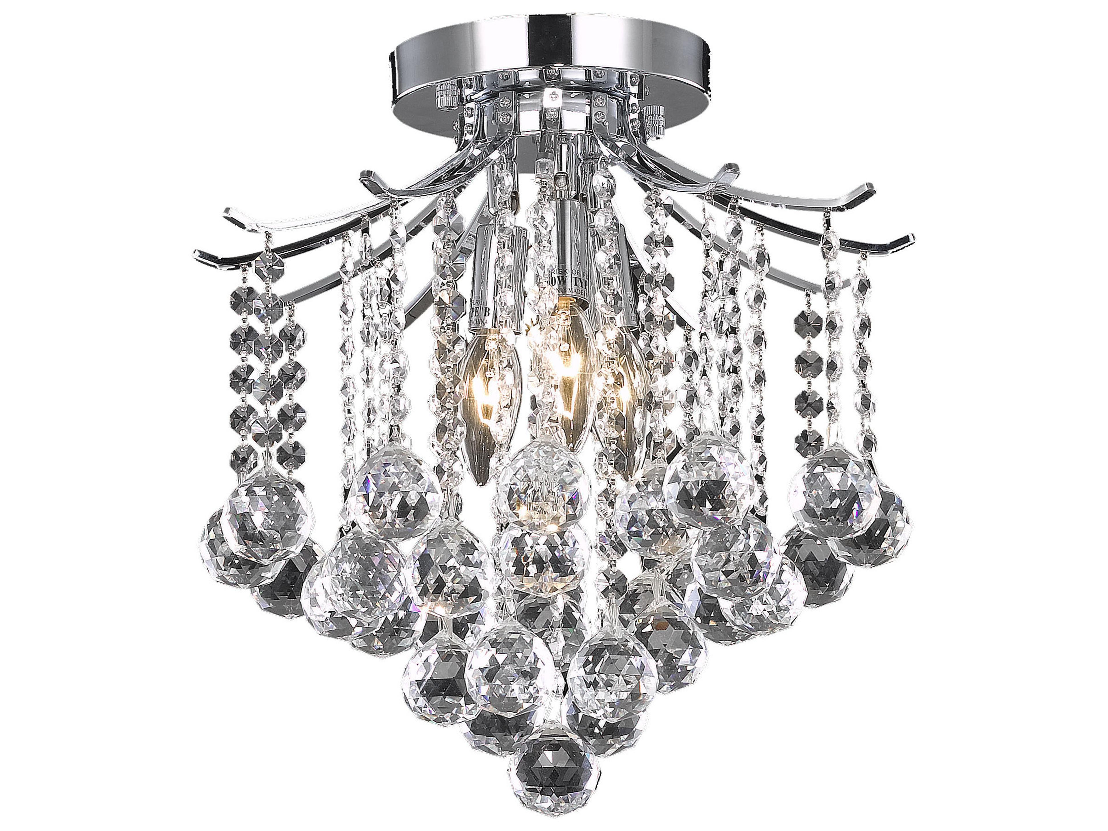Amelia 3-Light Chrome Crystal Flush Mount