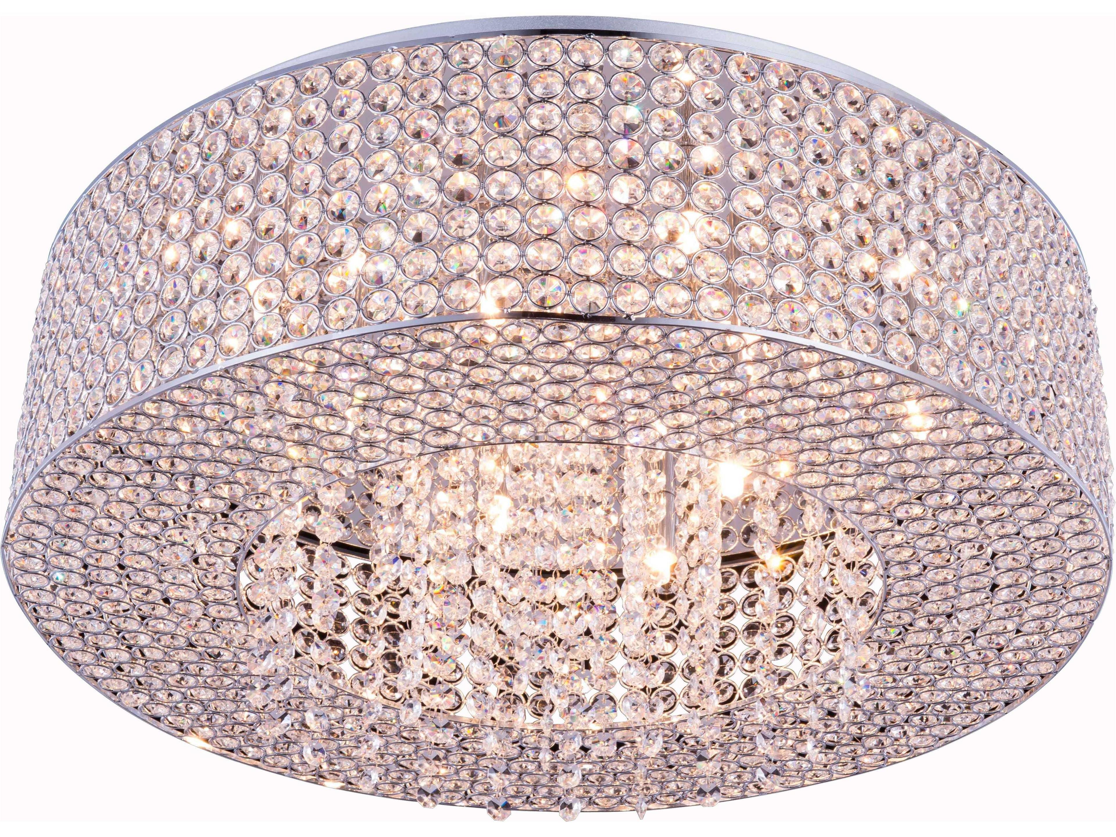 Amelie 10-Light Chrome Clear Crystal Flush Mount
