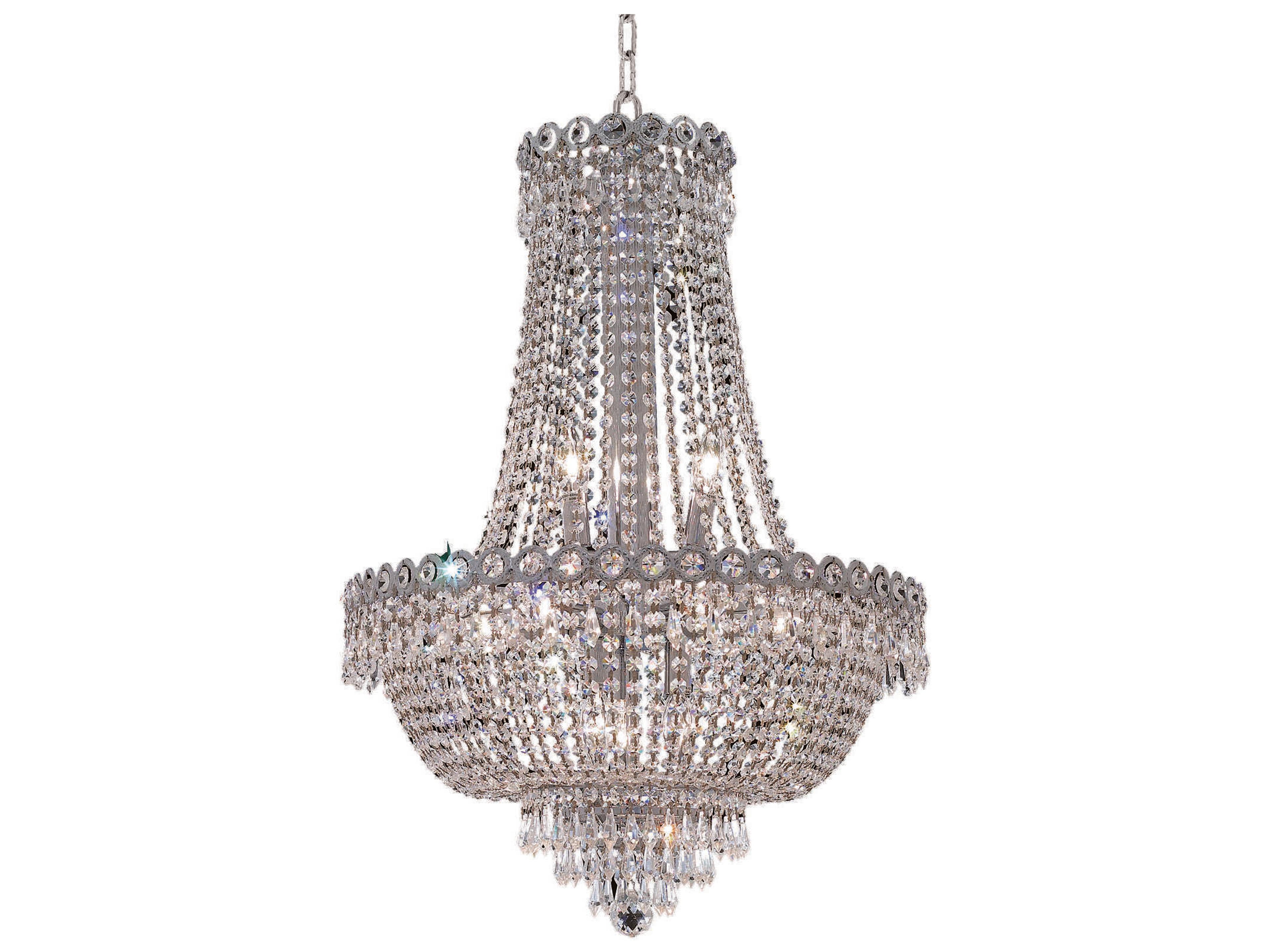 Century 12-Light Chrome Clear Crystal Candelabra Empire Chandelier