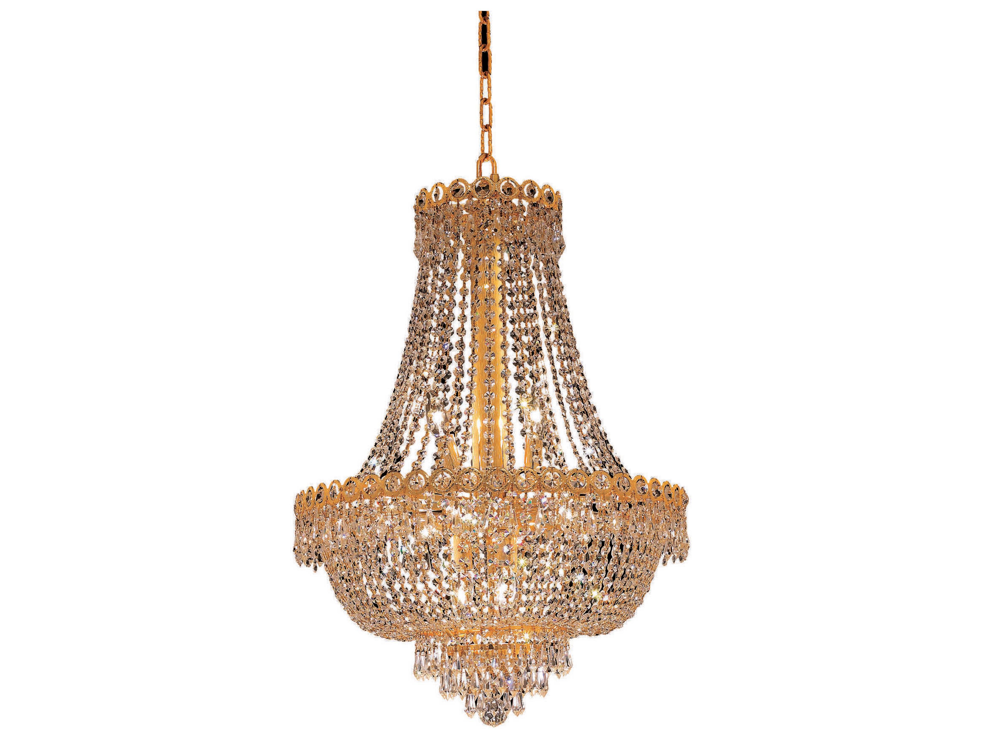 Elegant Lighting Century 12-Light Gold Clear Crystal Candelabra Empire Chandelier