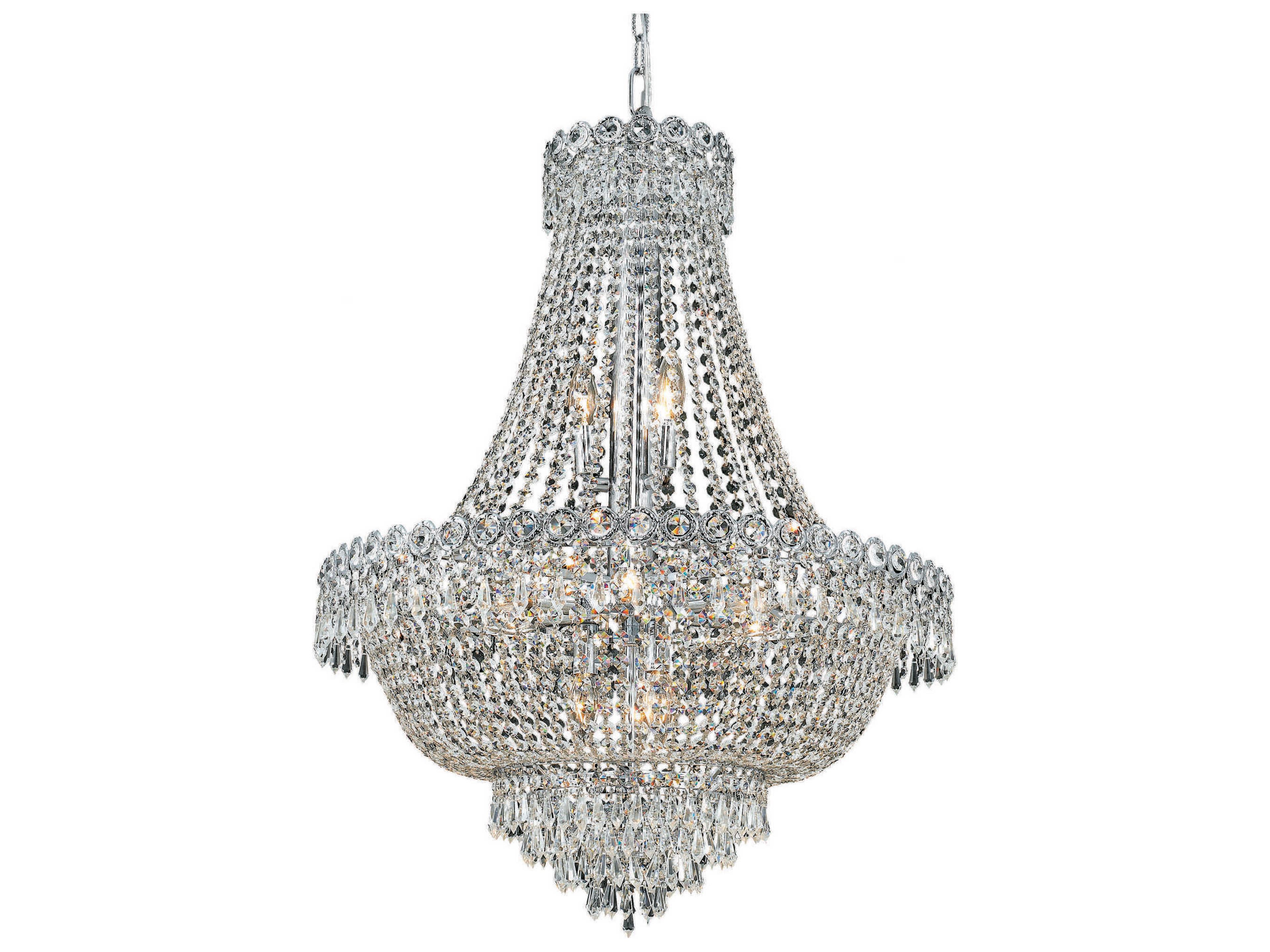 Century 12-Light Chrome Clear Crystal Candelabra Empire Chandelier