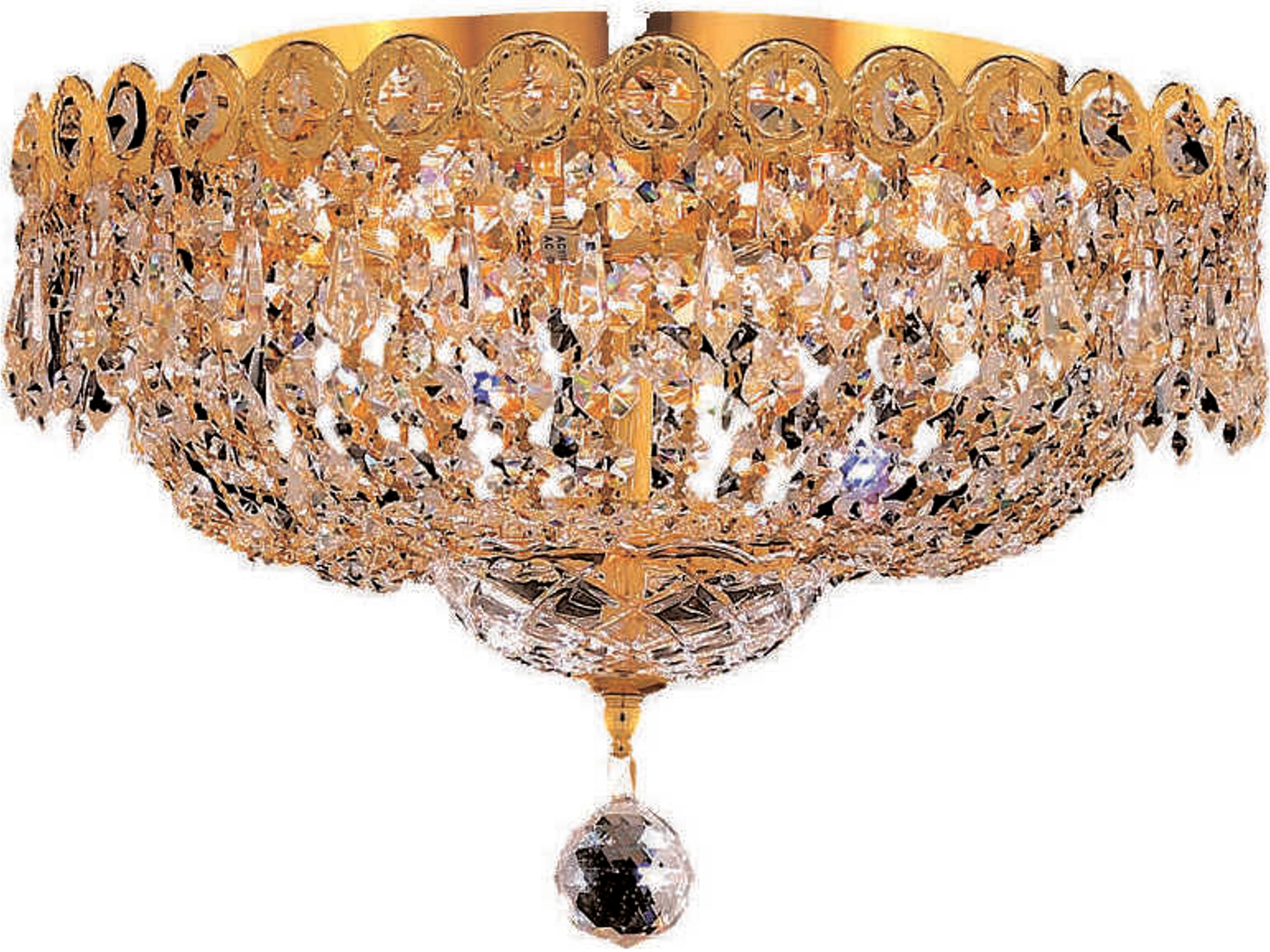 Century Gold Clear Crystal Bowl Flush Mount