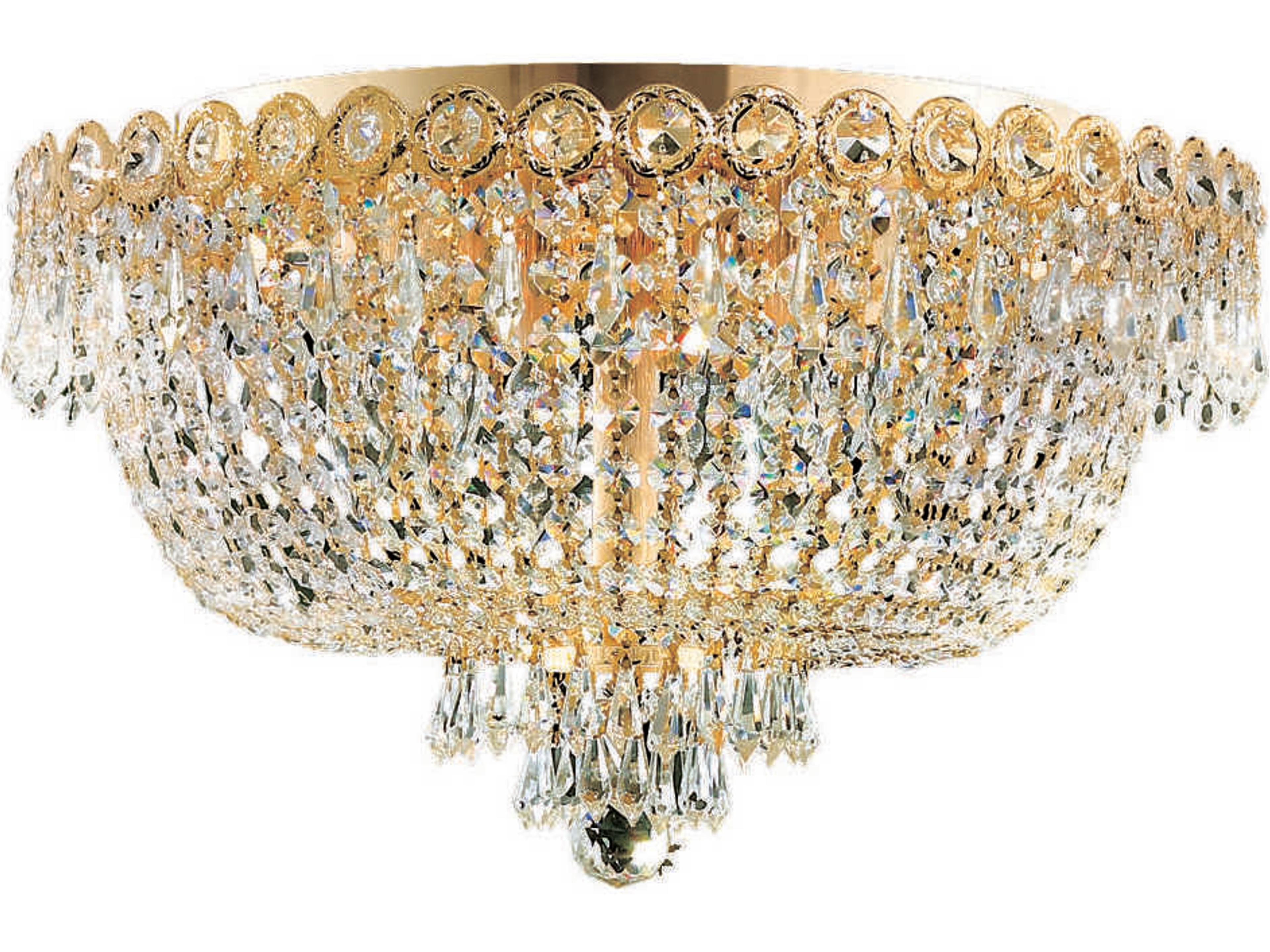 Century Gold Clear Crystal Bowl Flush Mount