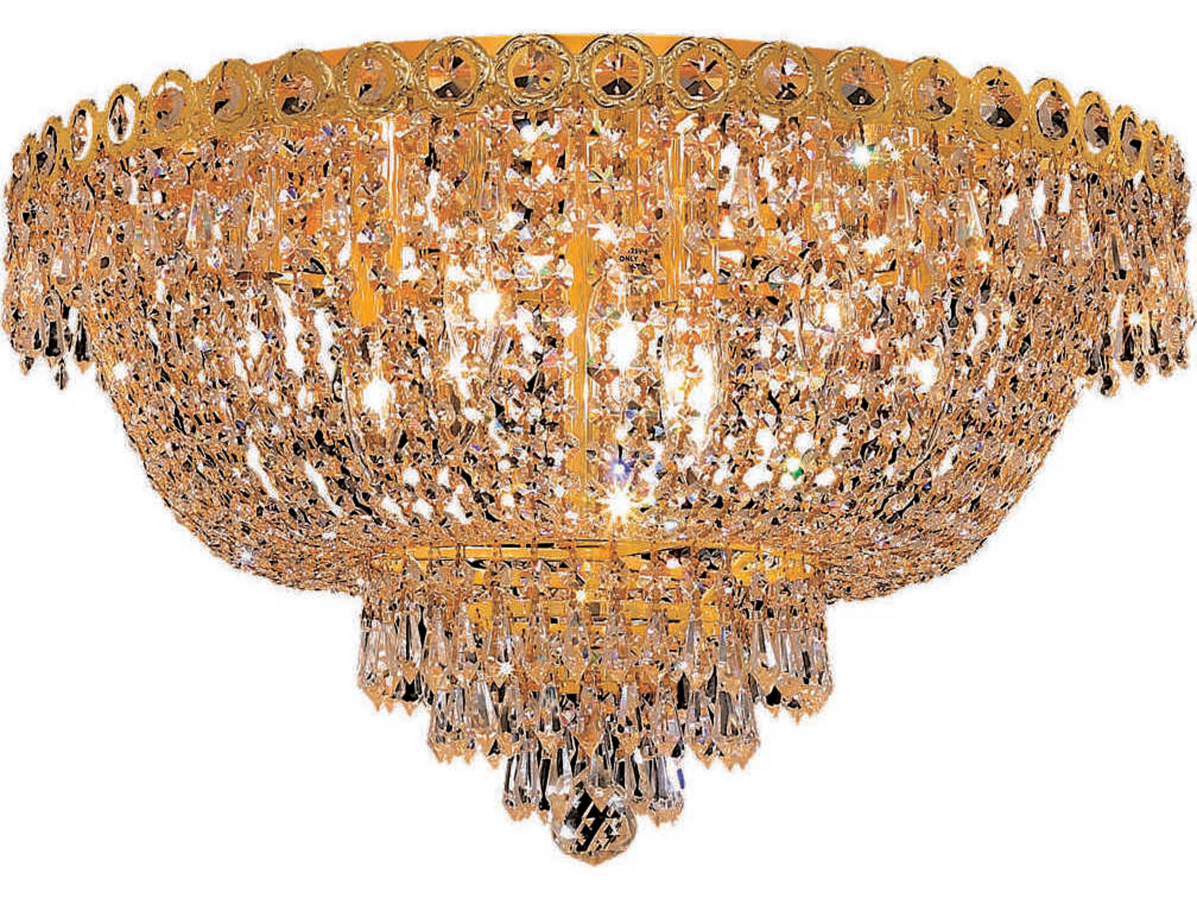 Century Gold Clear Crystal Bowl Flush Mount