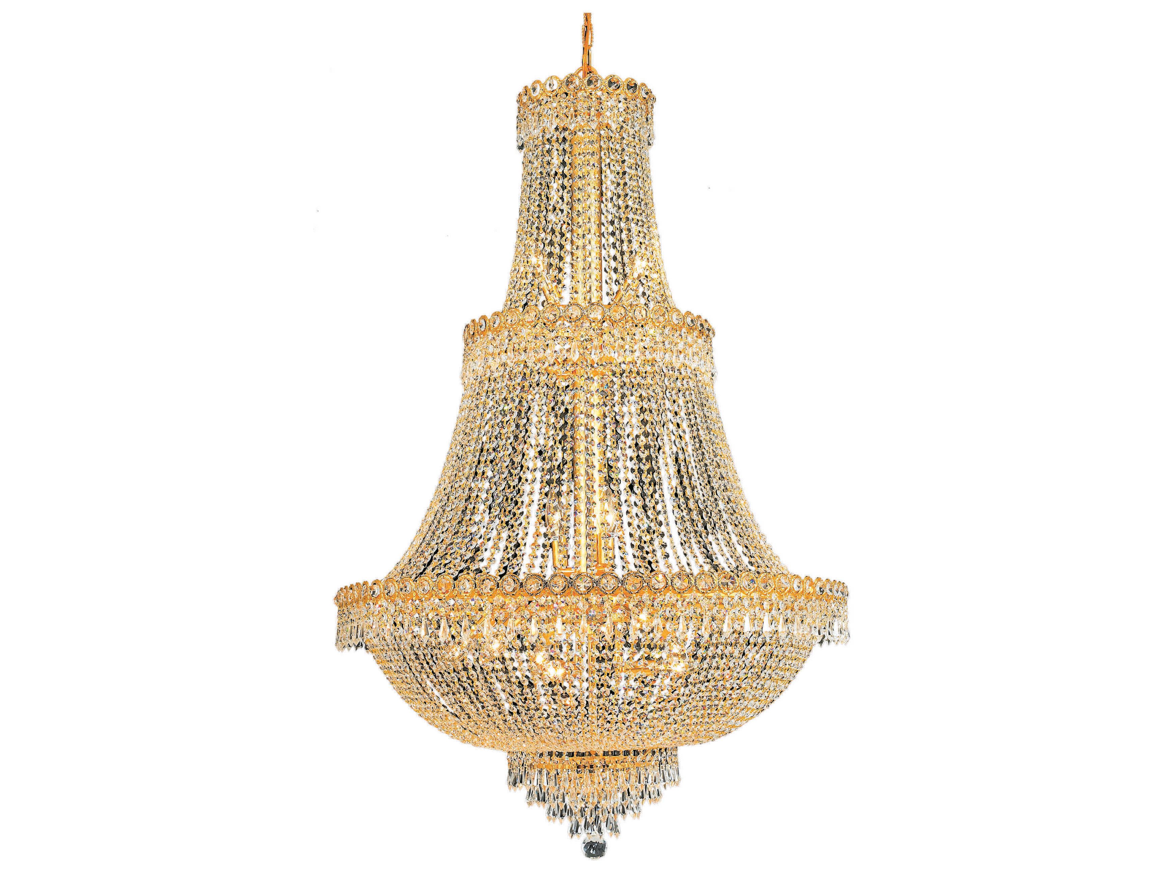 Century 17-Light Gold Crystal Empire Chandelier