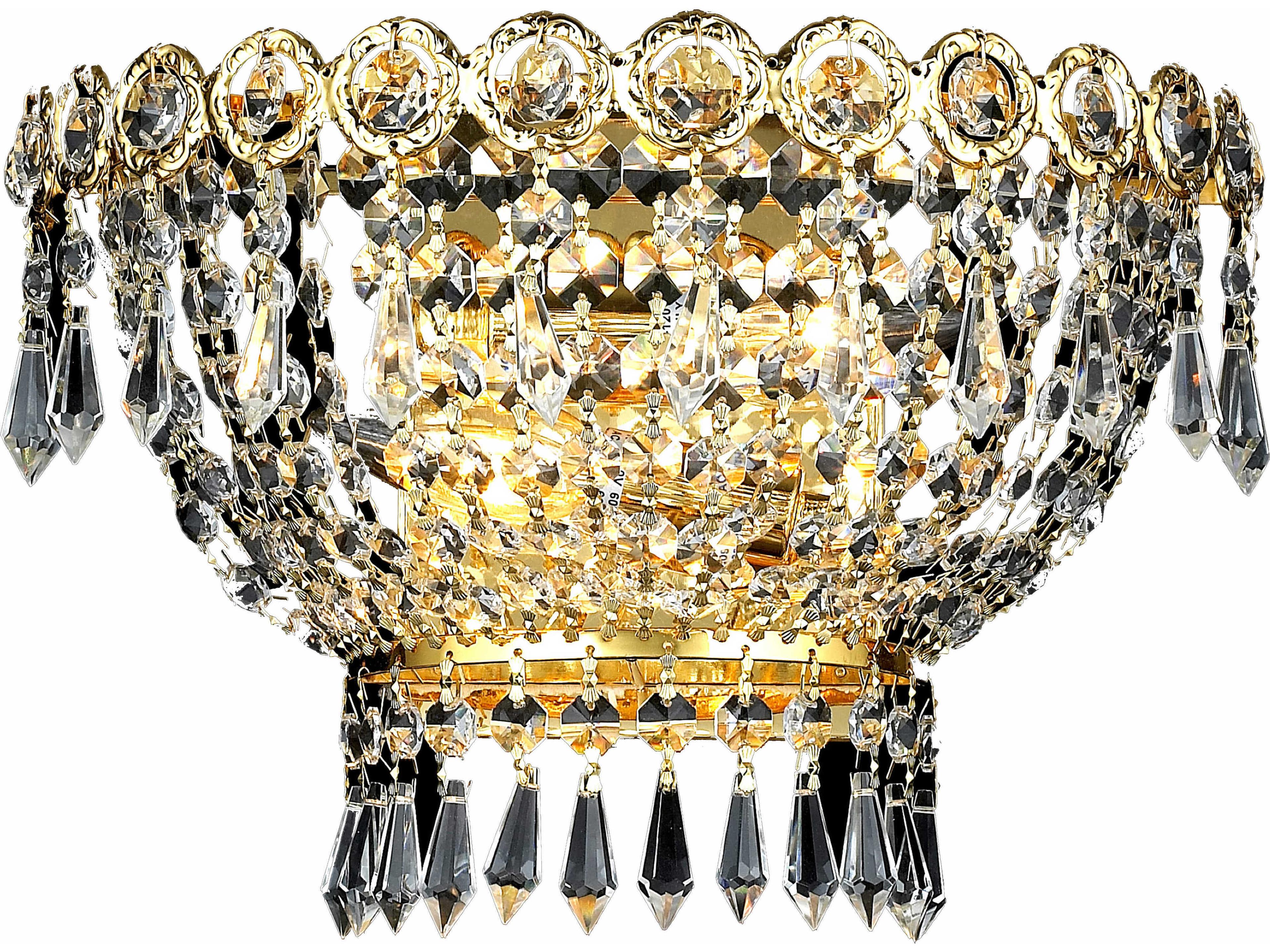 Century Gold Clear Crystal Wall Sconce