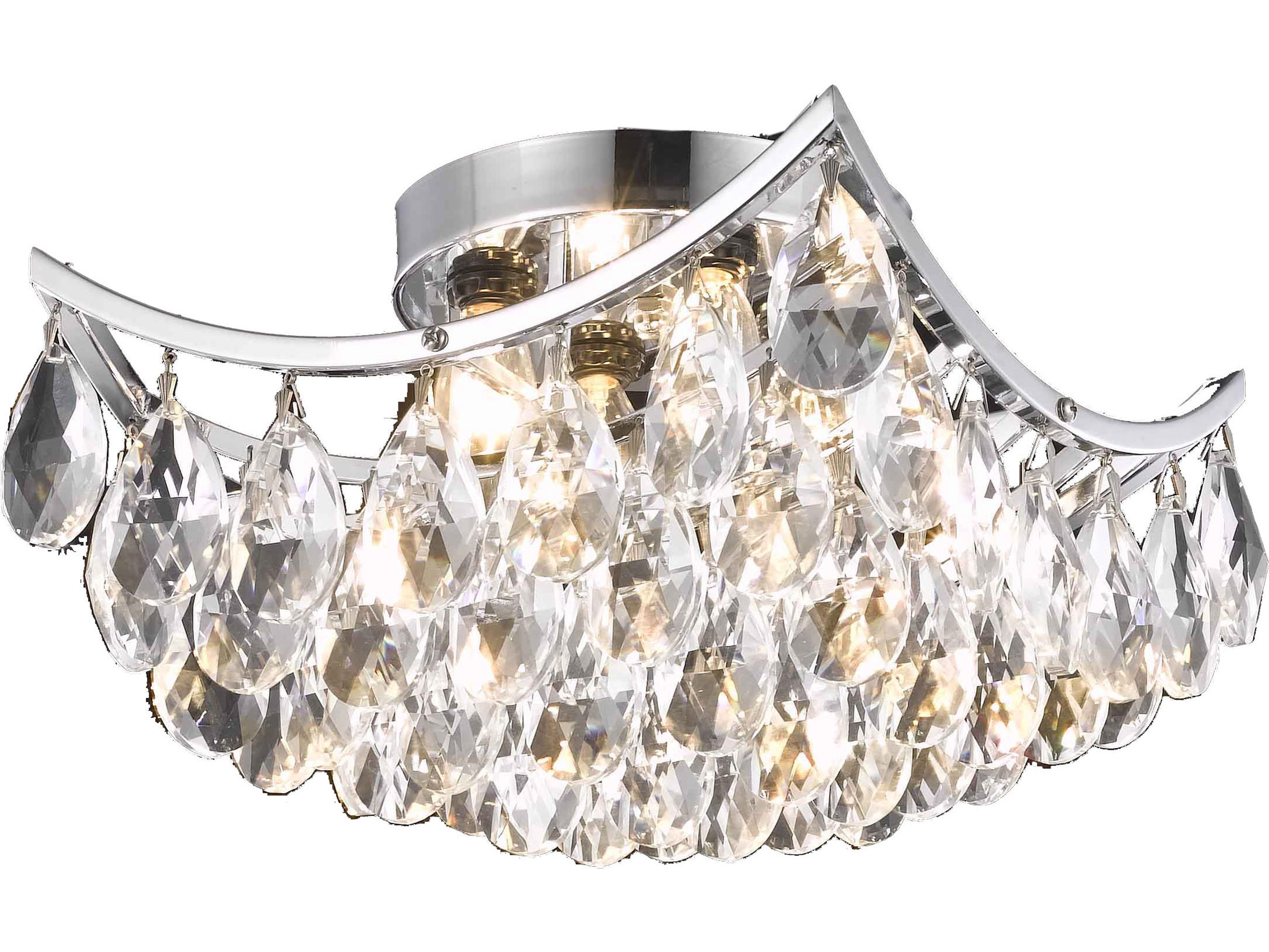 Elegant Lighting Clara 4-Light Chrome Crystal Bowl Flush Mount