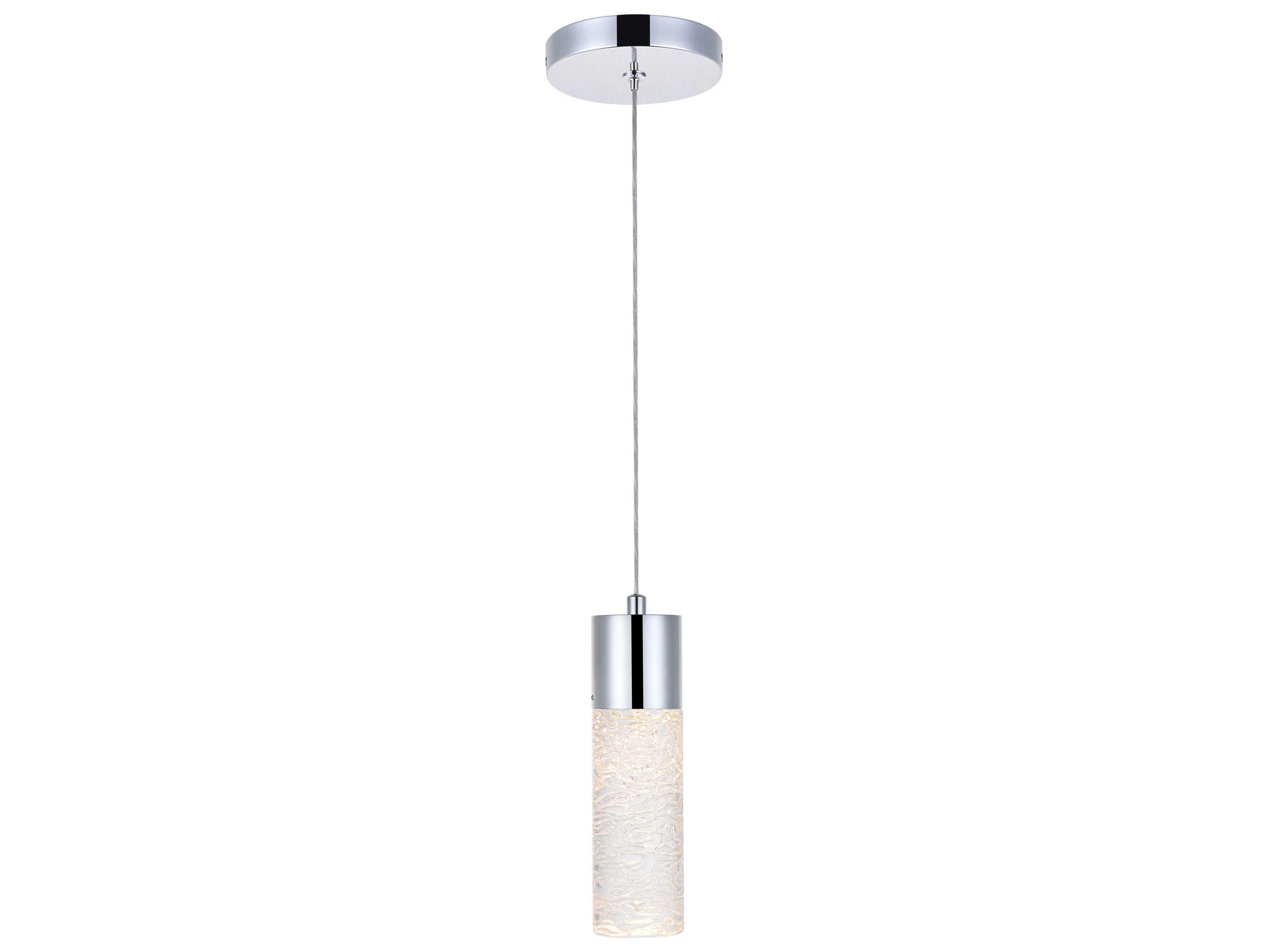 Constellation 1-Light Chrome Clear Glass LED Cylinder Mini Pendant