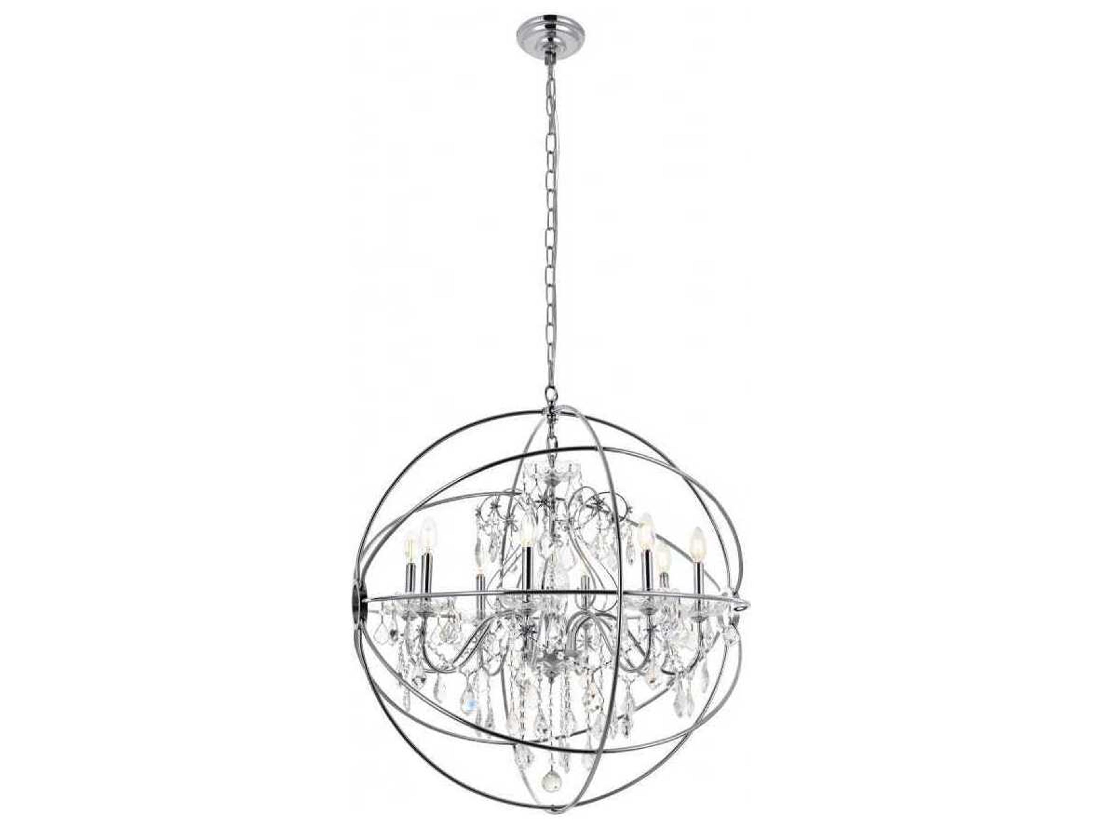 Cordelia 8-Light Chrome Clear Crystal Candelabra Globe Chandelier