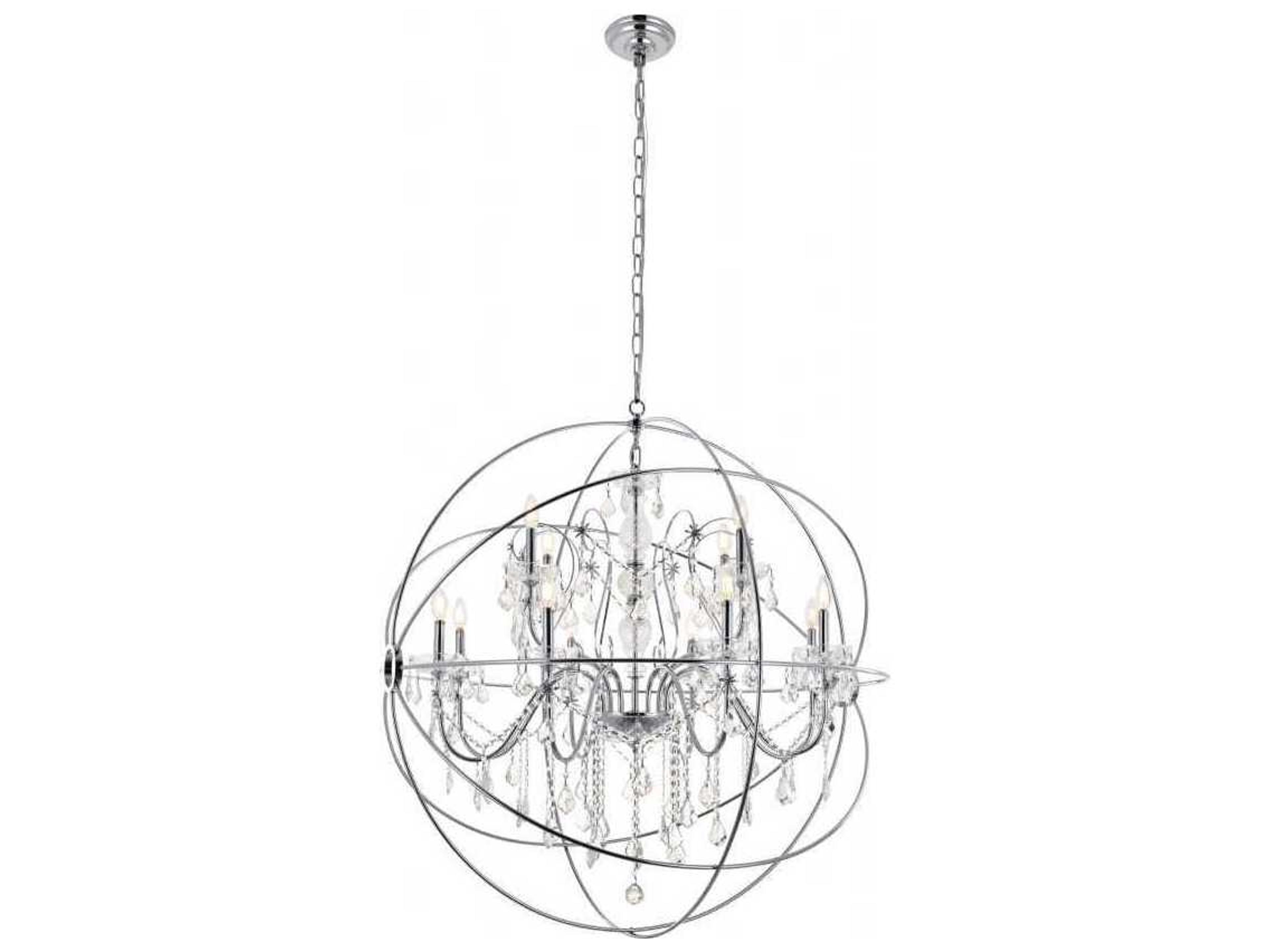 Cordelia 12-Light Chrome Clear Crystal Candelabra Globe Chandelier