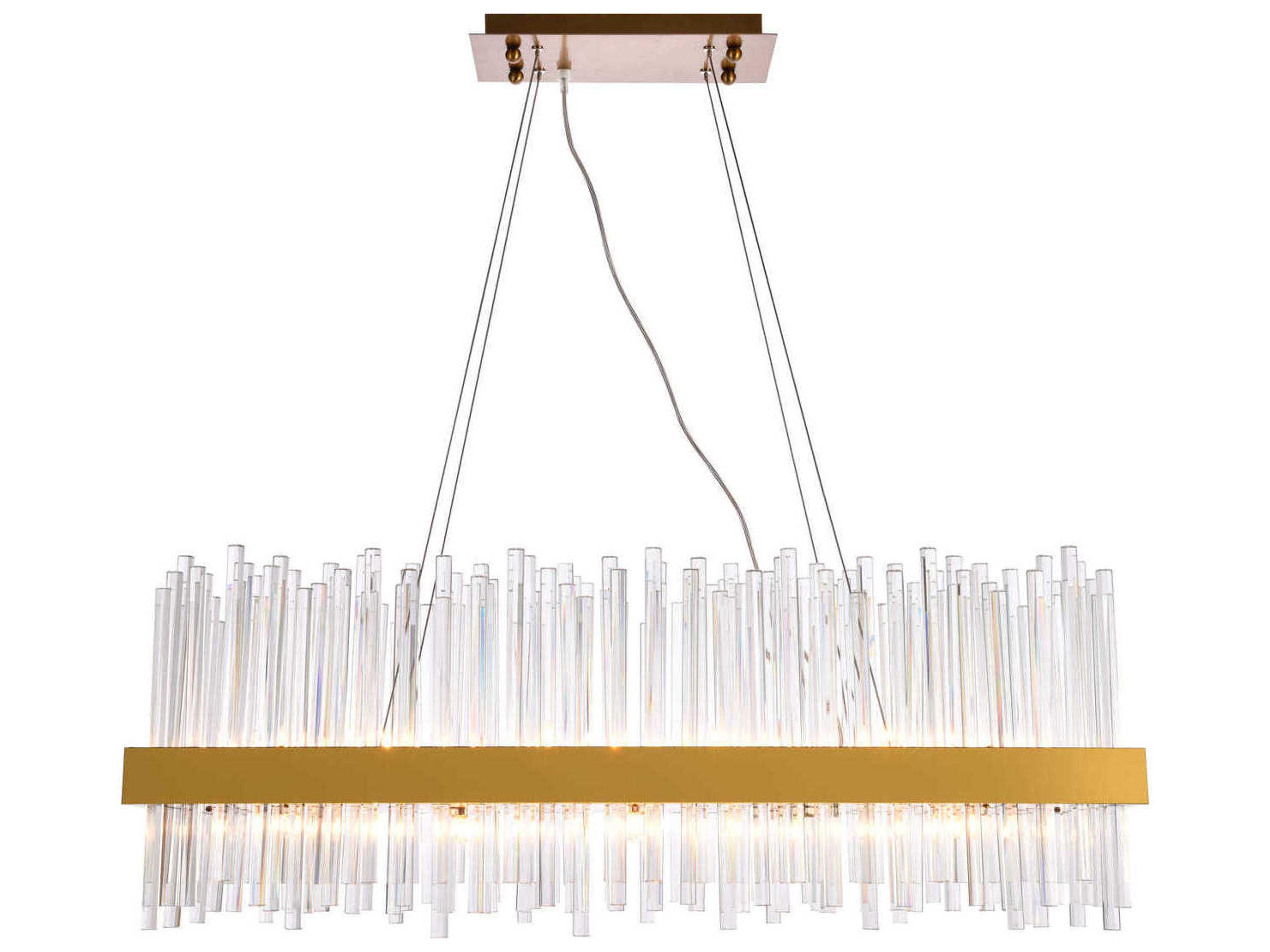 Dallas 20-Light Gold Clear Crystal Linear Island Pendant