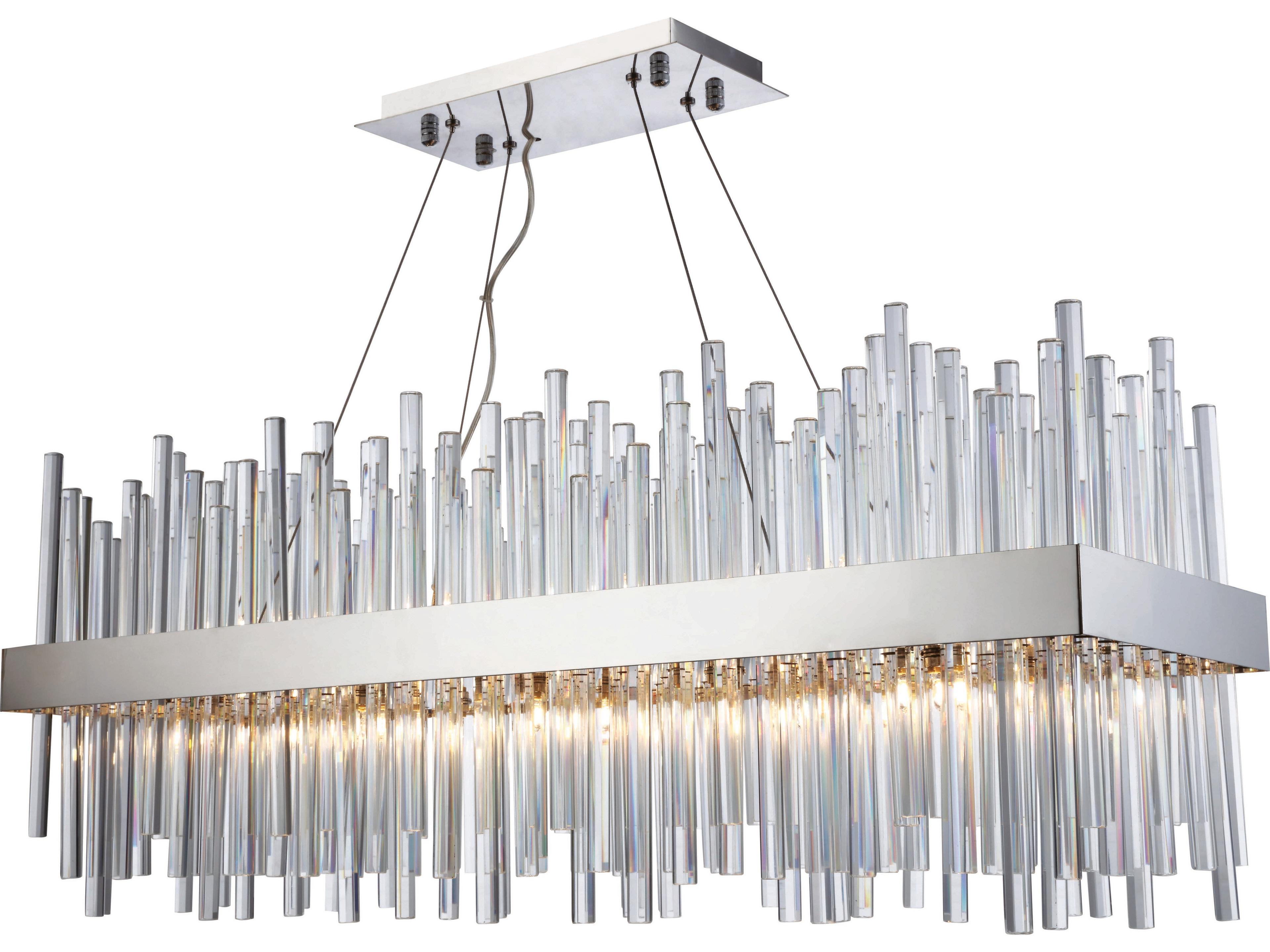 Dallas 20-Light Chrome Clear Crystal Linear Island Pendant
