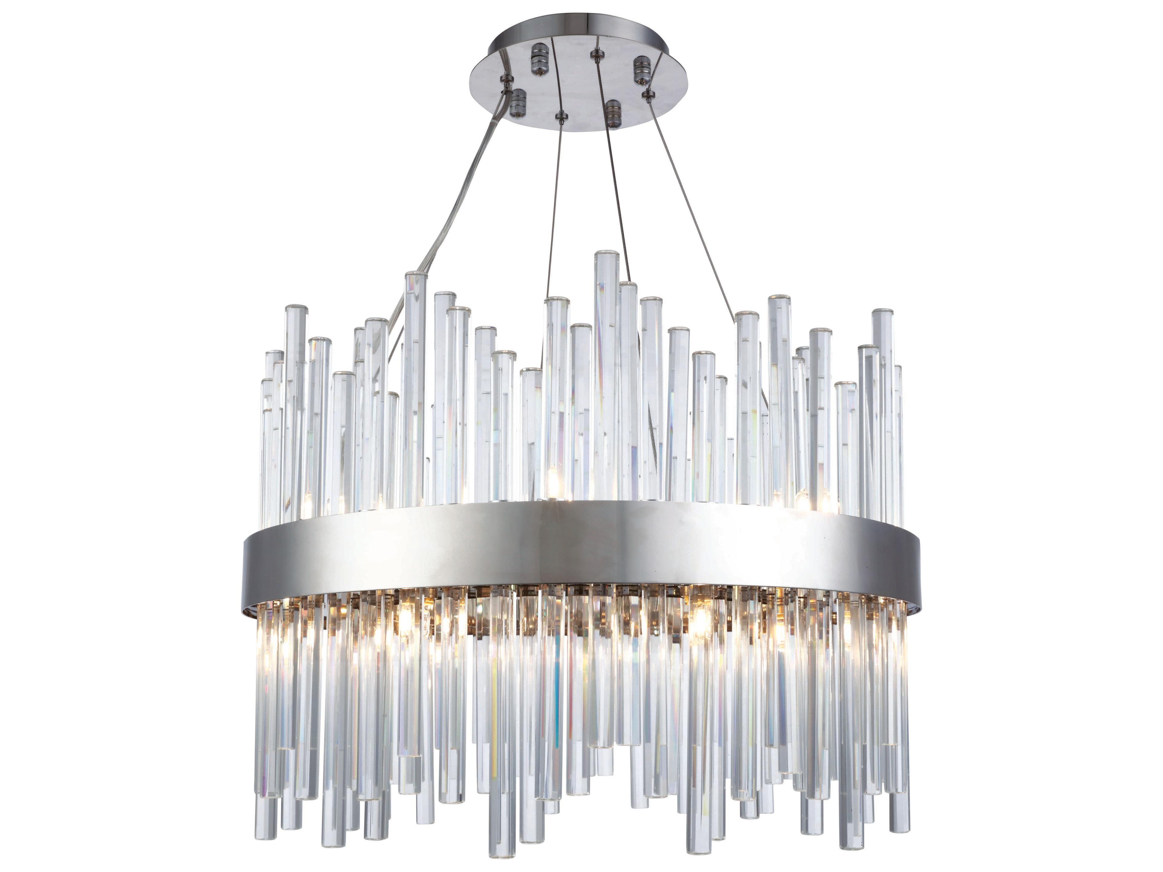 Dallas 14-Light Chrome Clear Crystal Round Pendant
