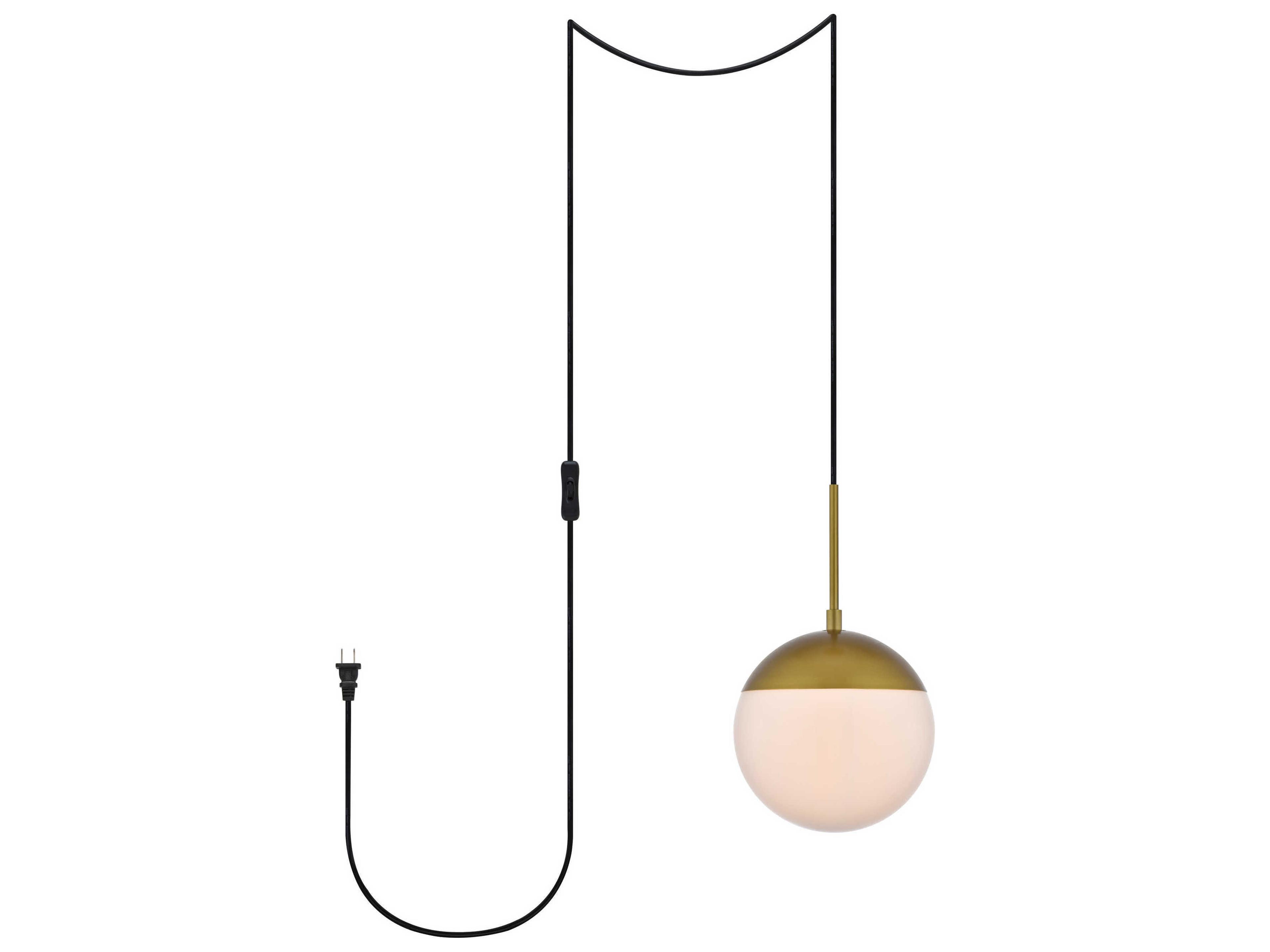 Eclipse 1-Light Brass And Frosted White Glass Globe Mini Pendant