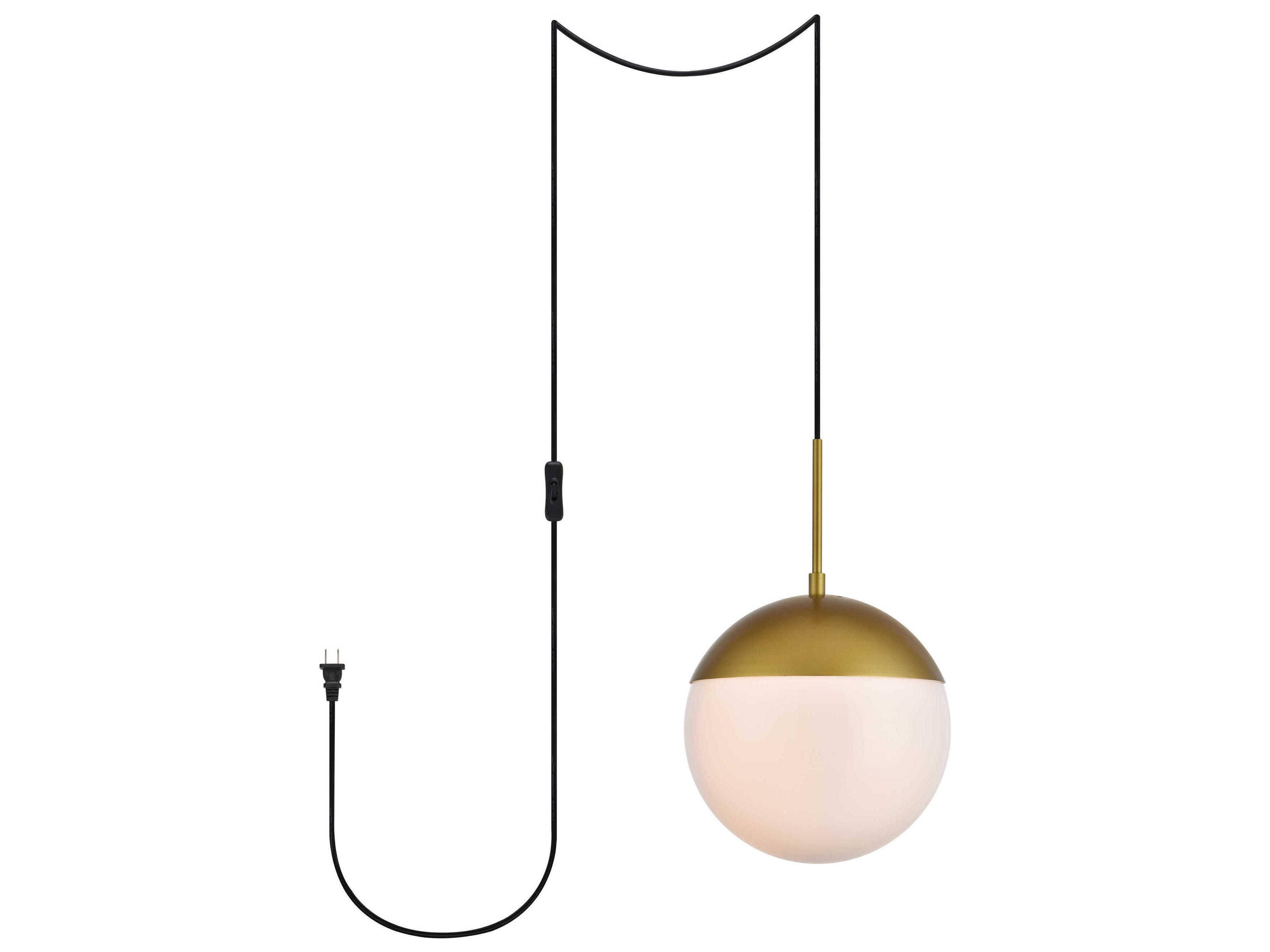 Eclipse 1-Light Brass And Frosted White Glass Globe Mini Pendant