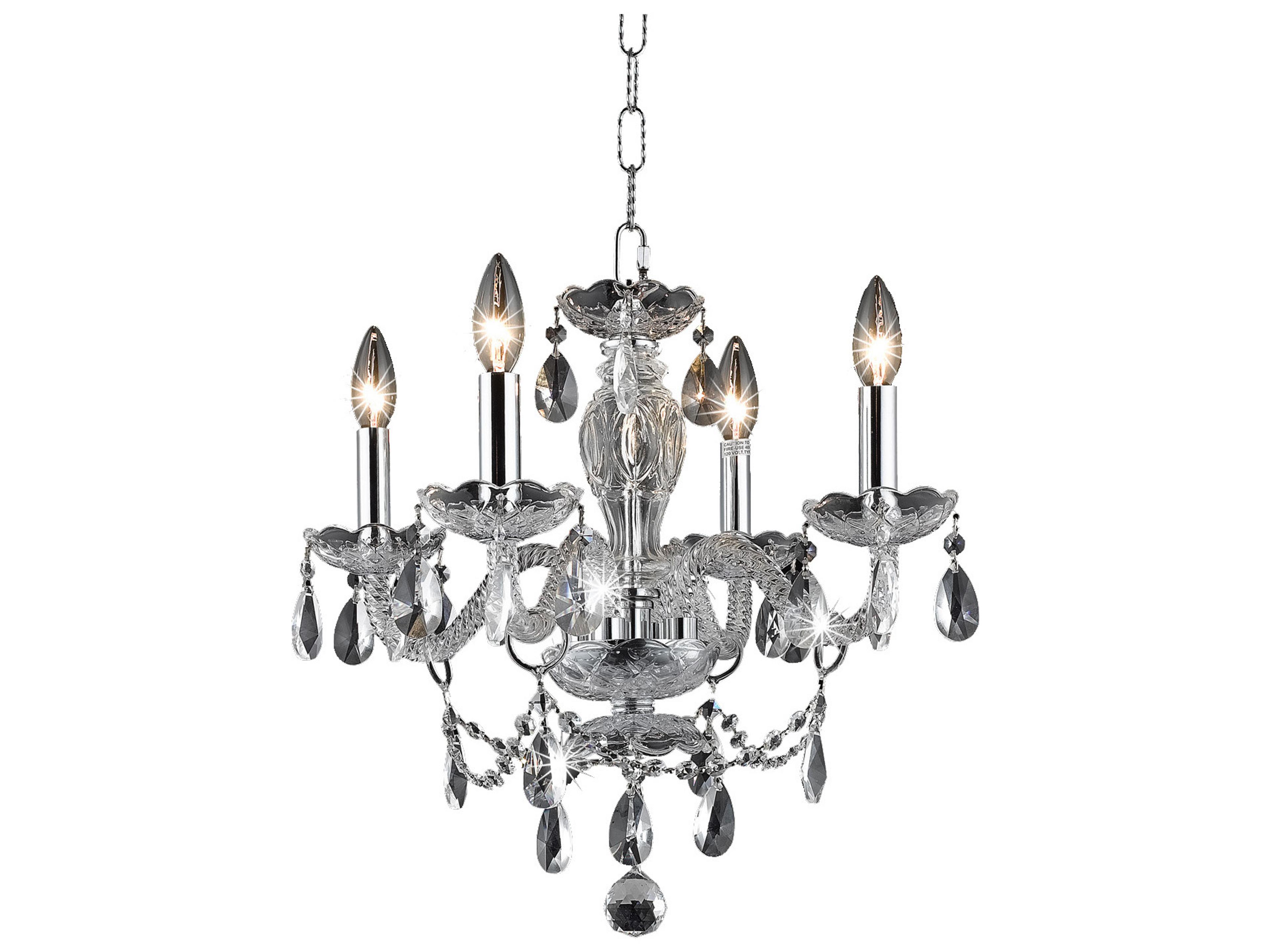Elegant Lighting Elle 4-Light Chrome Crystal Glass Candelabra Chandelier