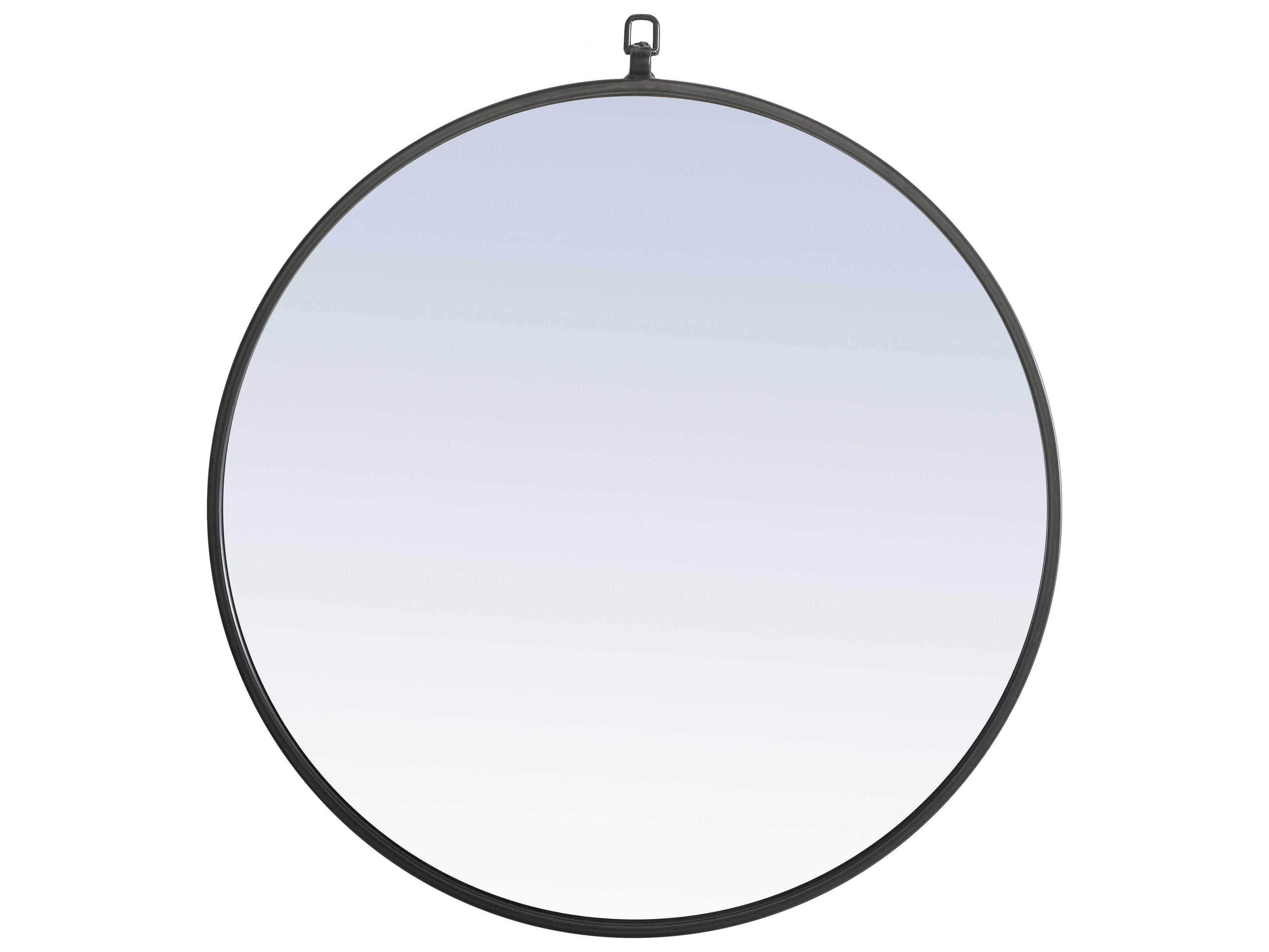 Round Wall Mirror Black Metal Frame 24-Inch