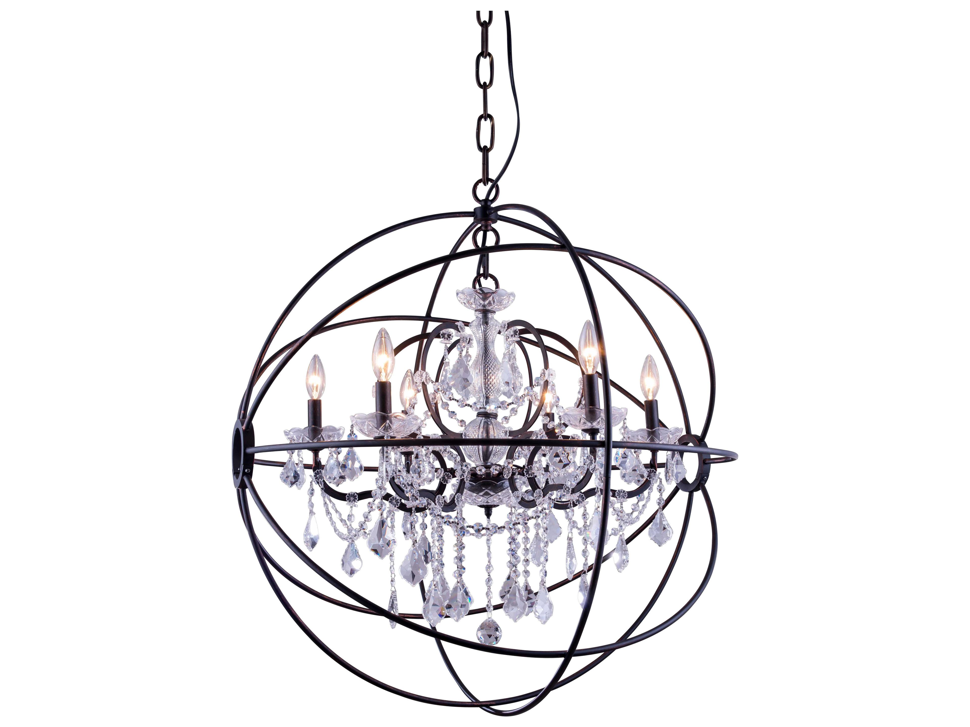 Geneva 6 -light Dark Bronze Crystal Candelabra Chandelier