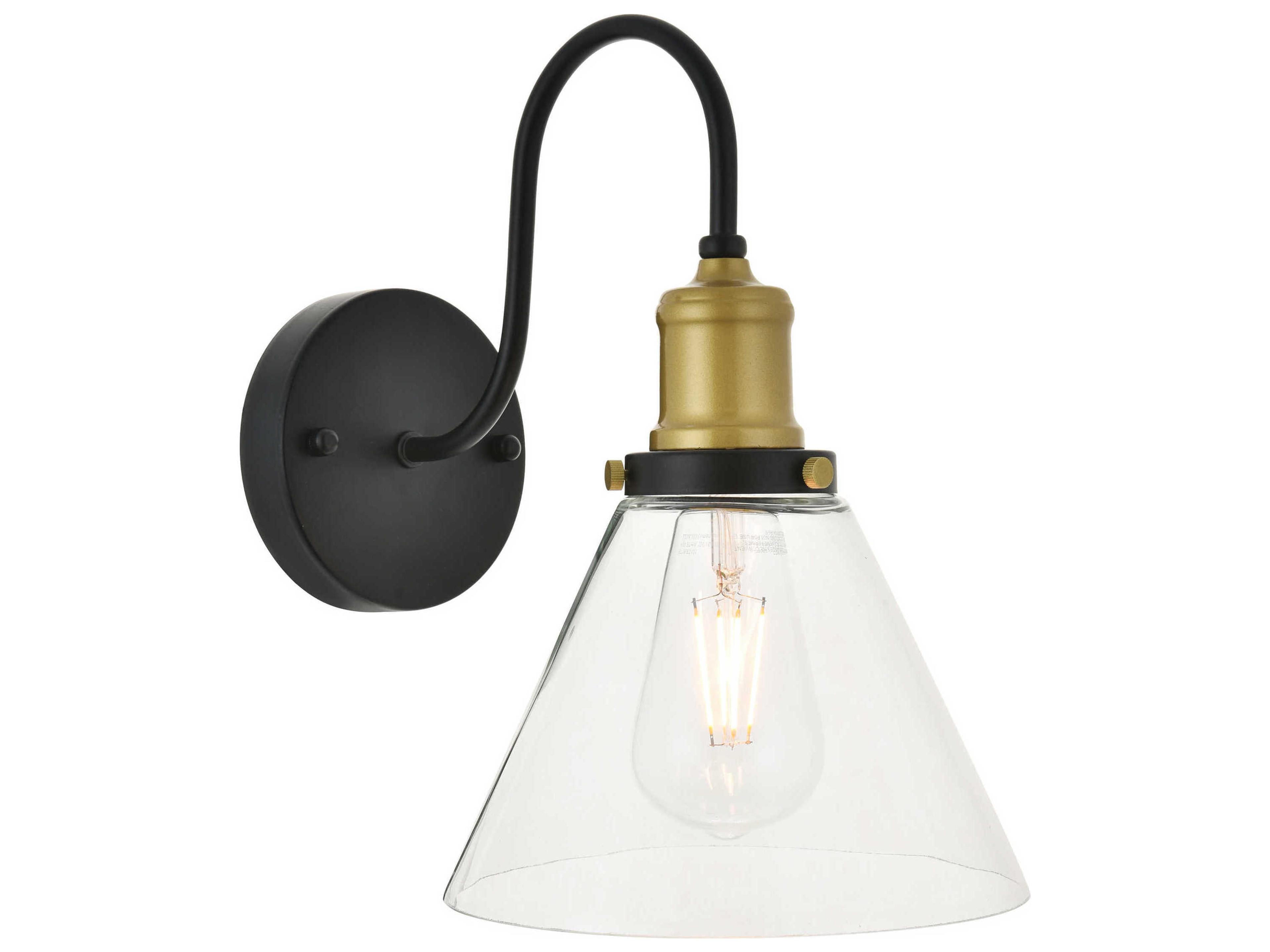 Histoire 1-Light Black Glass Wall Sconce