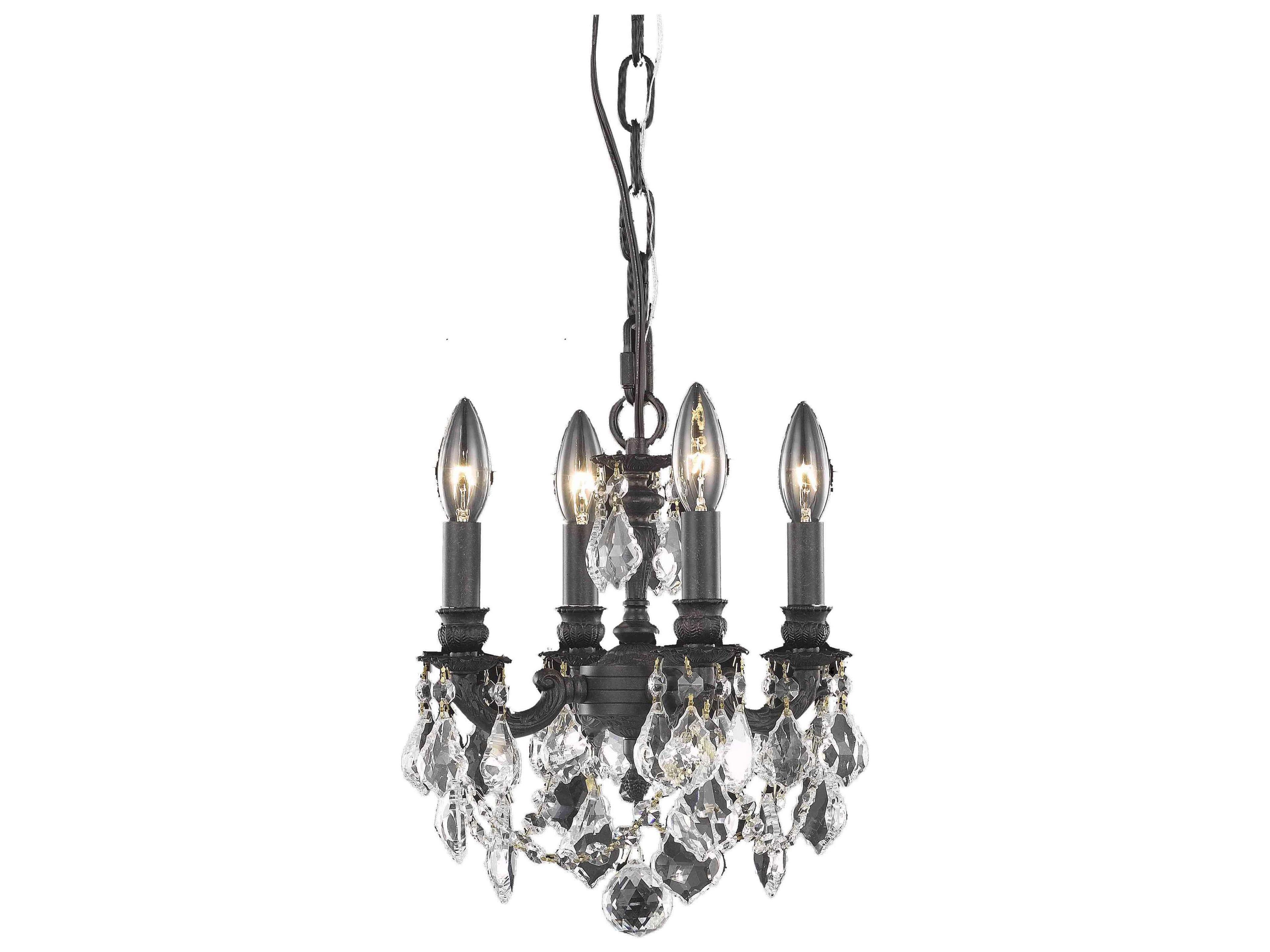 Lille 4-Light Dark Bronze Crystal Candelabra Chandelier