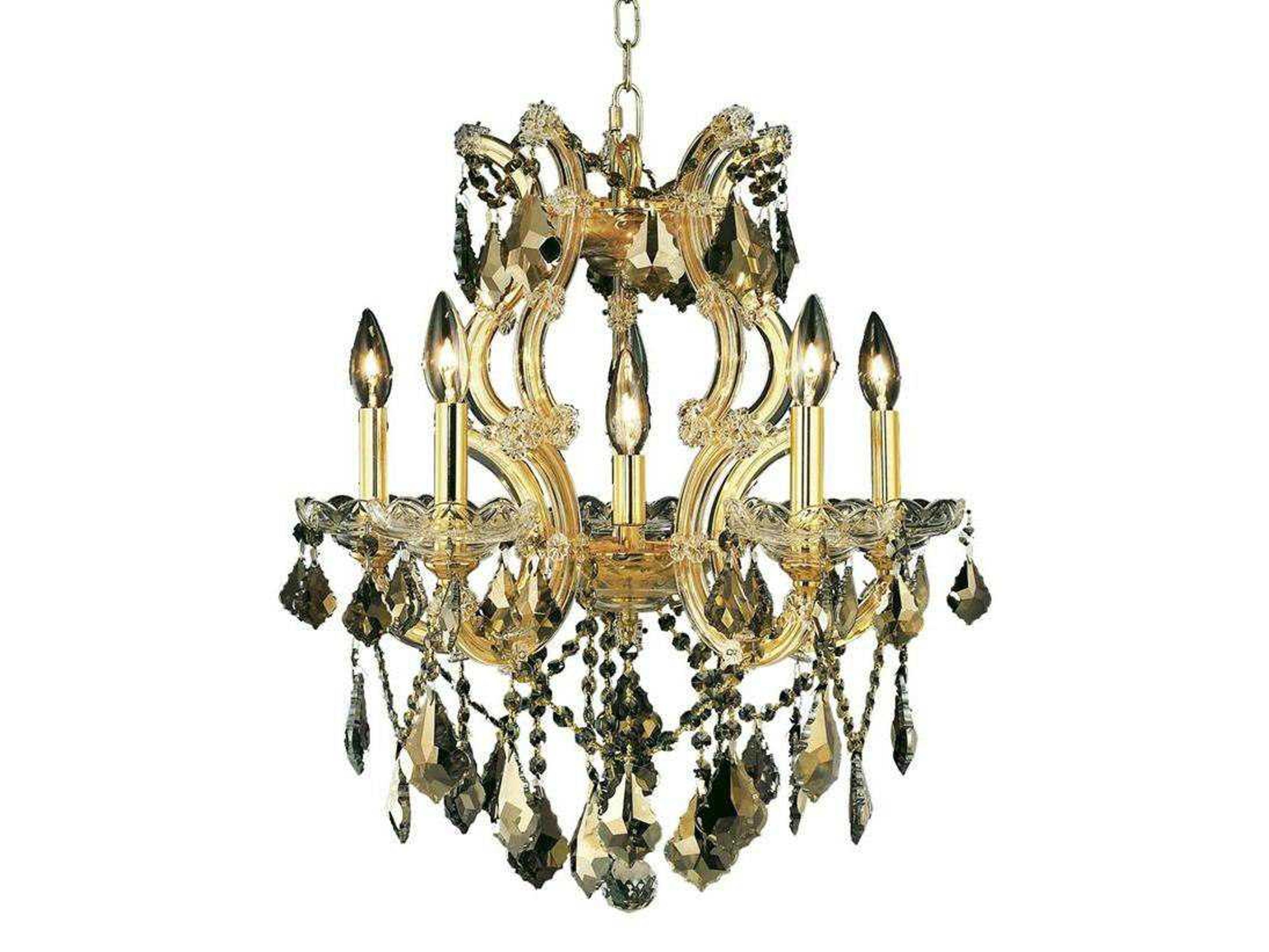 Maria Theresa 6-Light Gold Crystal Candelabra Chandelier