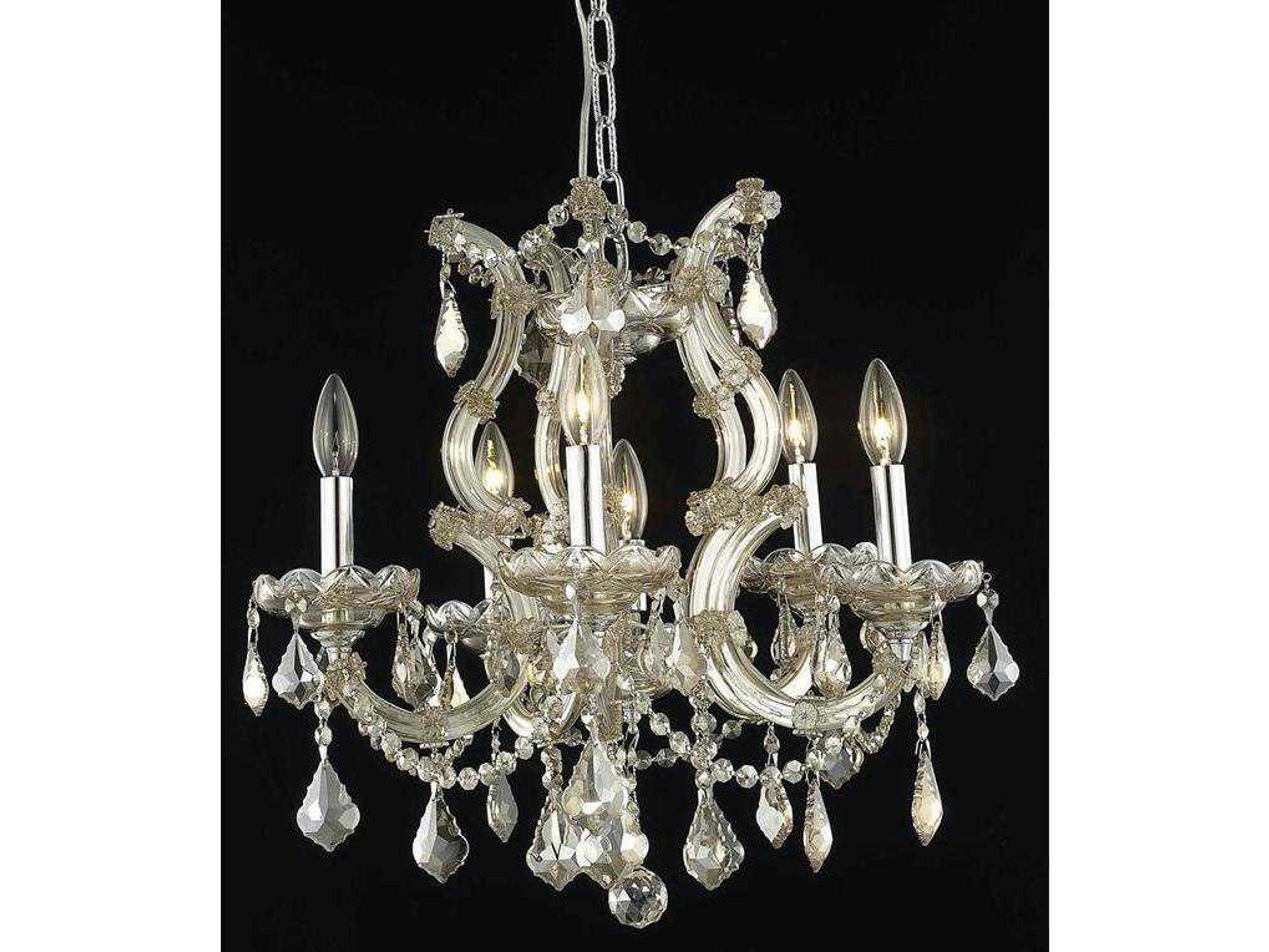 Maria Theresa 6-Light Golden Teak Crystal Candelabra Chandelier